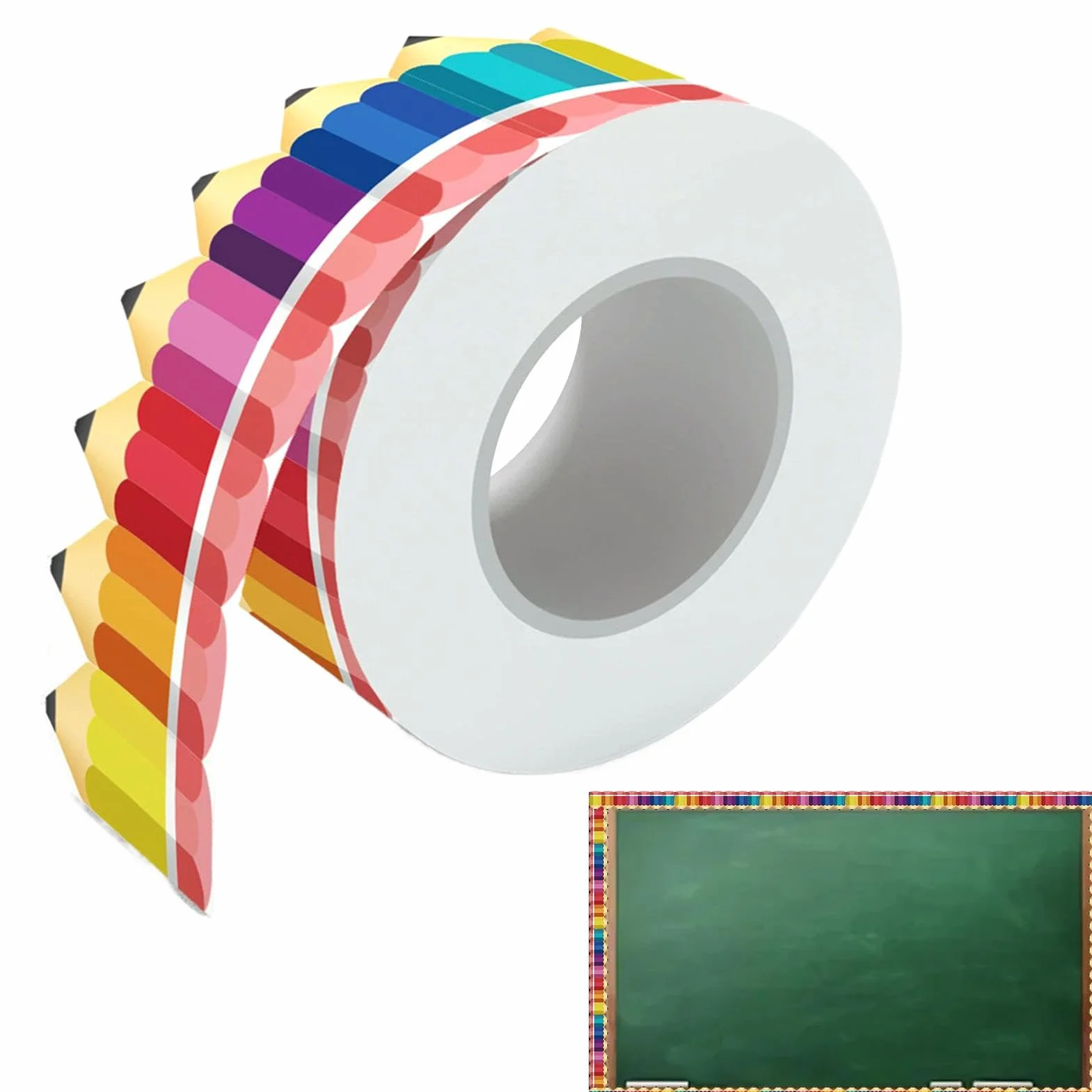 Frise de crayon pour tableau d'affichage 20 m motif crayon pour écoles