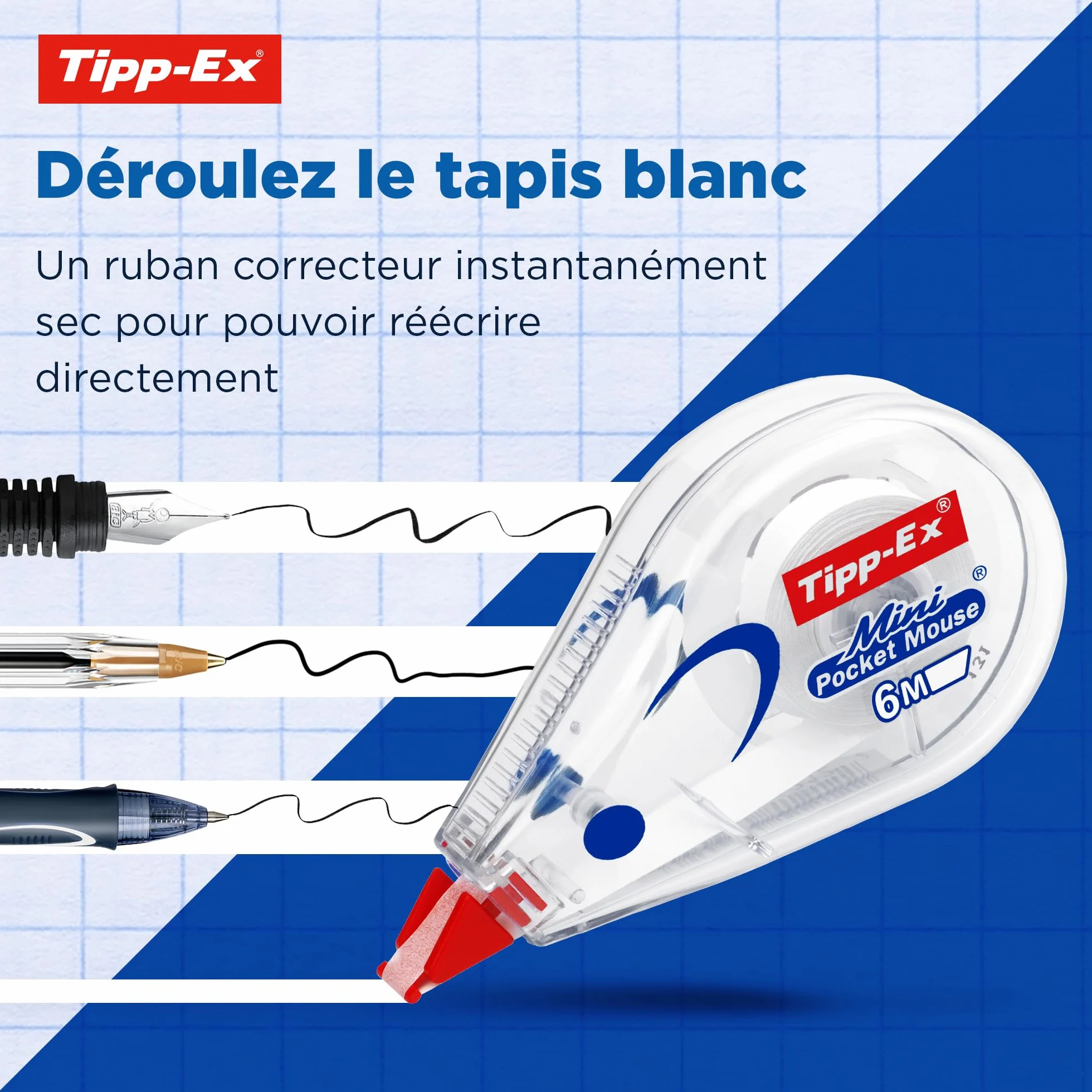 Tipp-Ex Mini Pocket Mouse Ruban Correcteur Ultra-Résistant Lot de 10 - 6m x 5mm