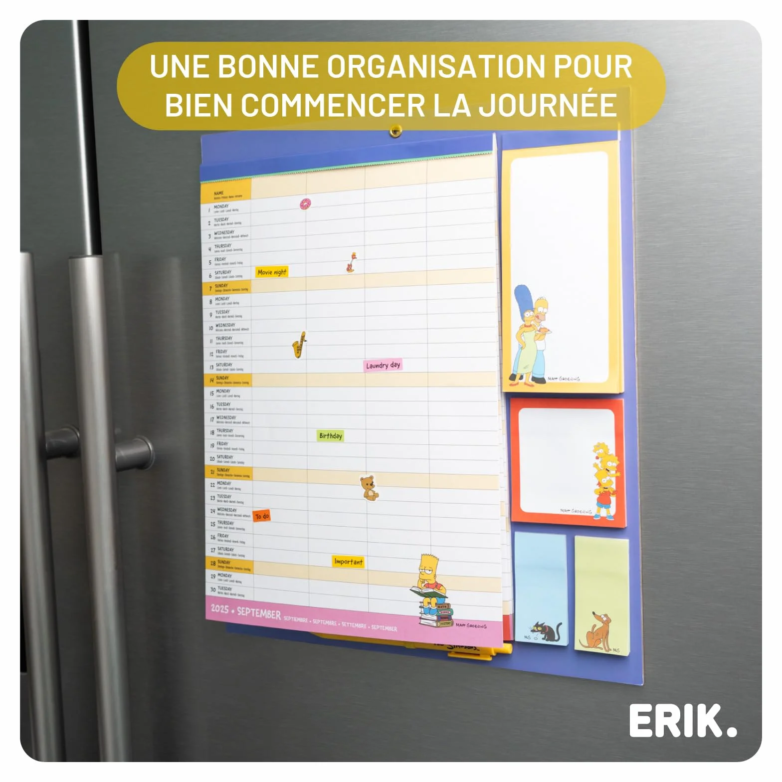 Grupo Erik Calendrier Magnétique Frigo Les Simpsons Septembre 2025 Décembre 2026 Planificateur Mensuel 16 mois