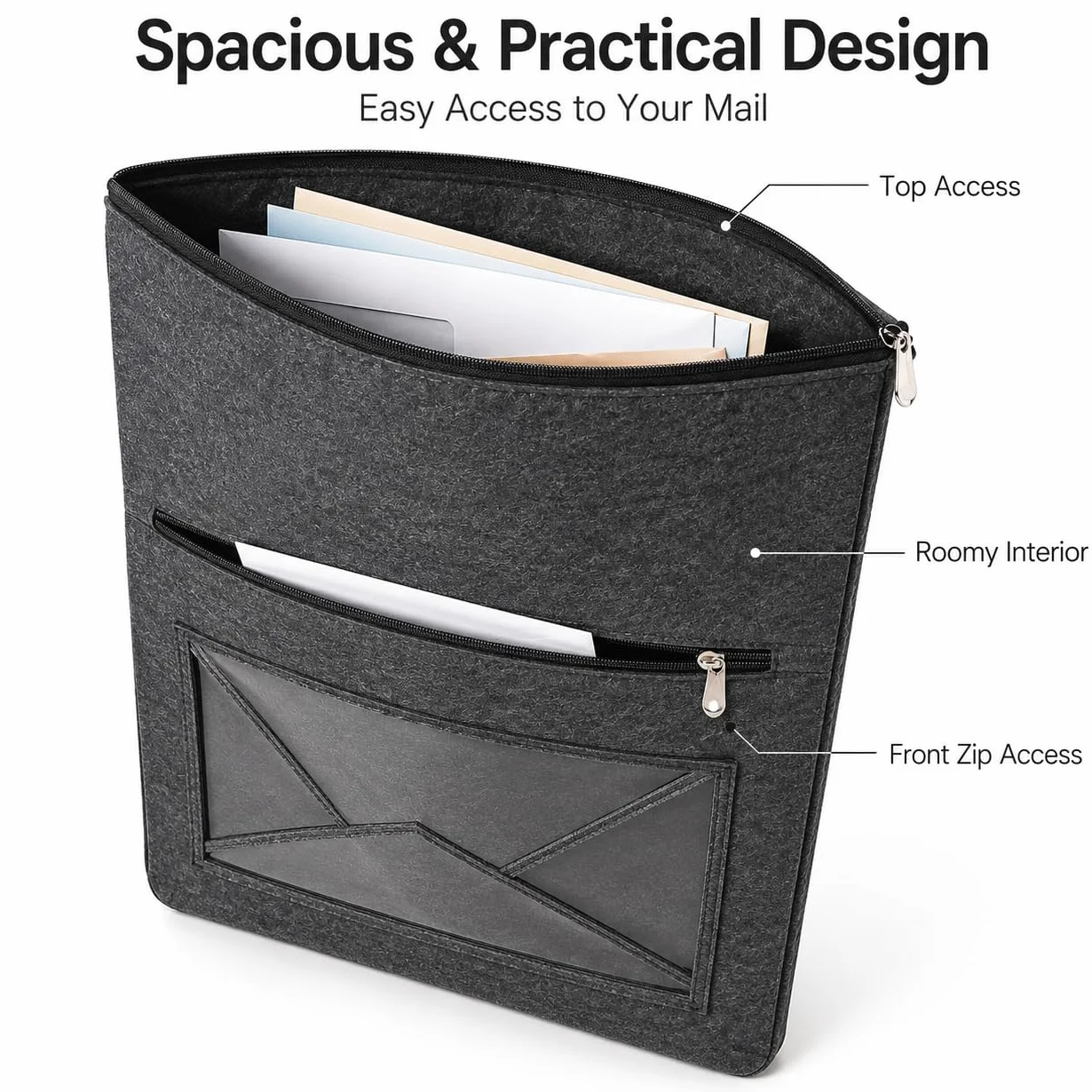 Katai Sac de rangement pour boîte aux lettres - Ajustement universel - Gris - Ouvre-lettre ergonomique