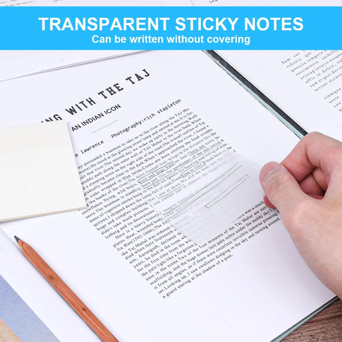 Vicloon Notes Autocollantes Transparentes 100 PCS 7,5 x 7,5 cm Imperméables