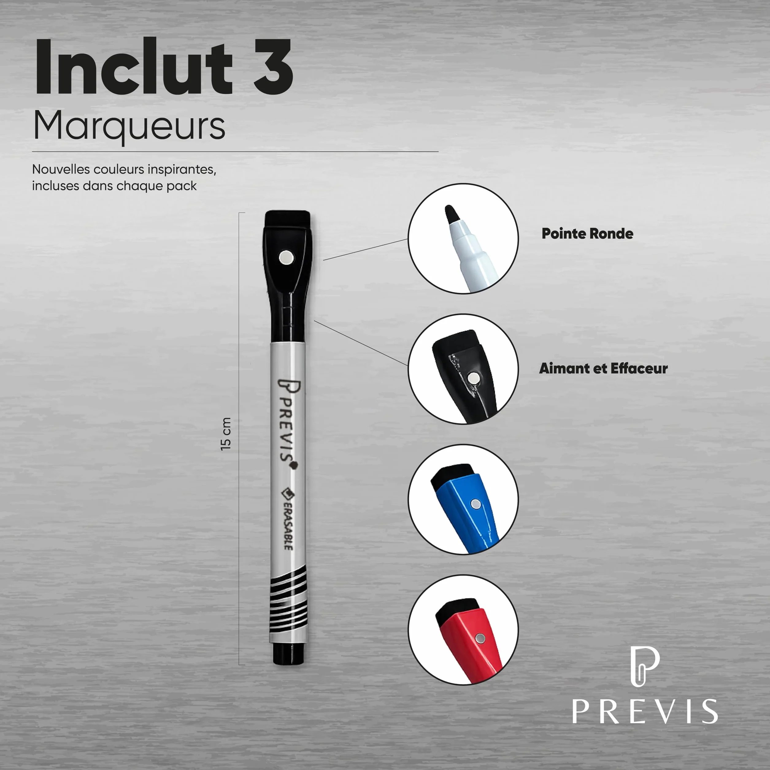 Previs Calendrier Magnetique Frigo A4 (21x29cm) avec 3 Marqueurs Premium - Planning Mensuel Aimanté 2025 2026