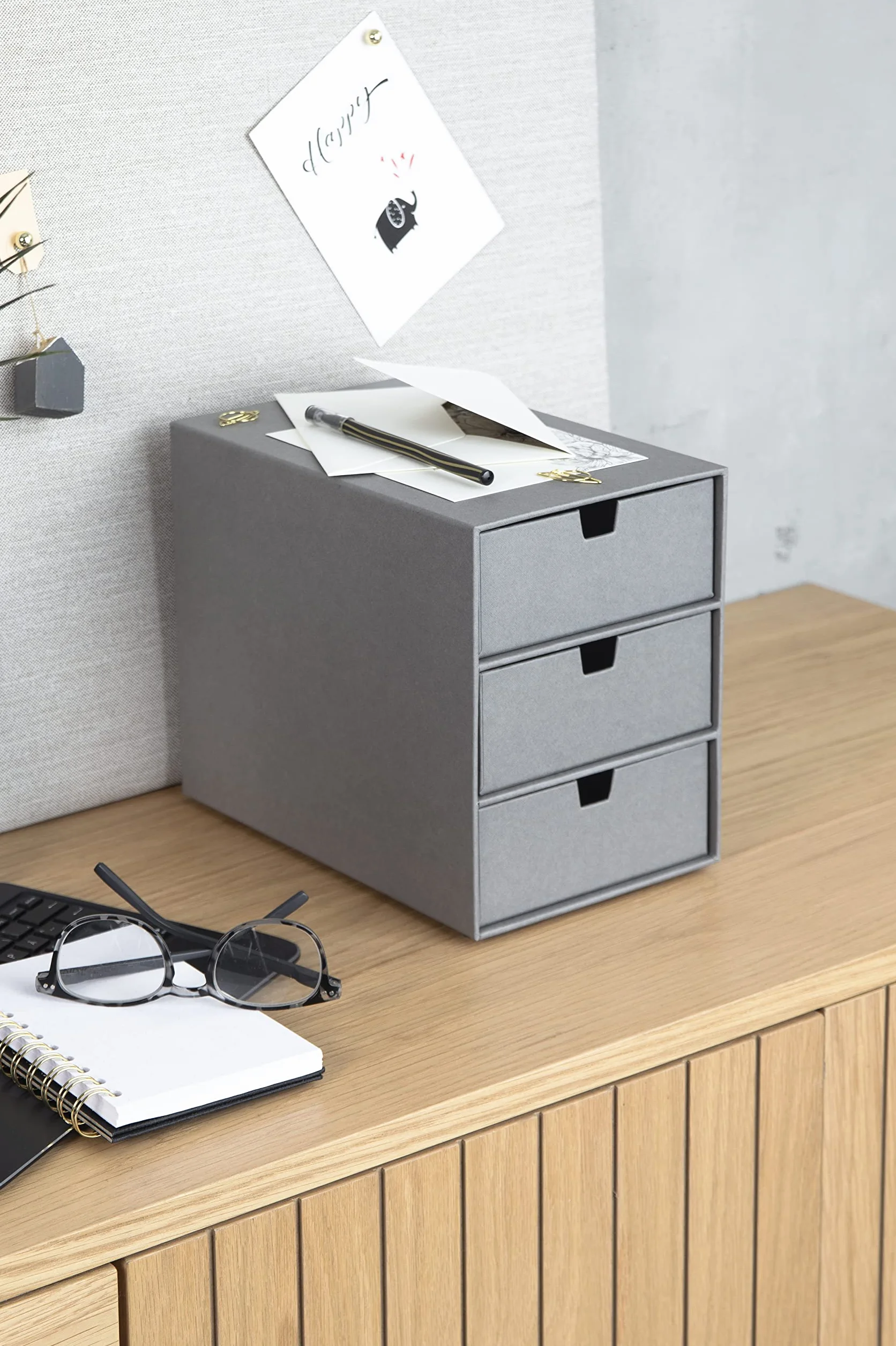 Bigso Box of Sweden organiseur bureau 3 compartiments rangement tiroir documents gris