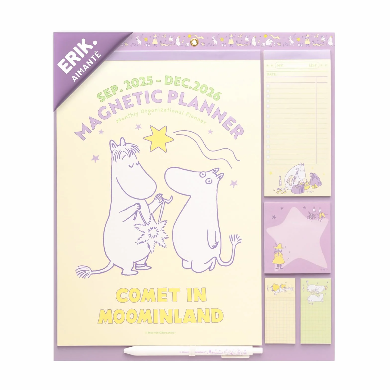 Grupo Erik Calendrier Magnetique Frigo Moomin Septembre 2025 Décembre 2026 Planificateur Mensuel 16 mois Calendrier Familial