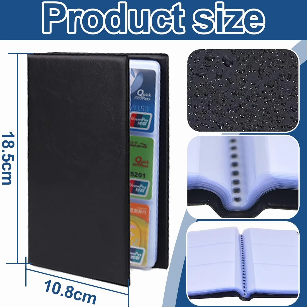 Porte Cartes de Visite 240 PVC Rangement Carte de Visite Noir