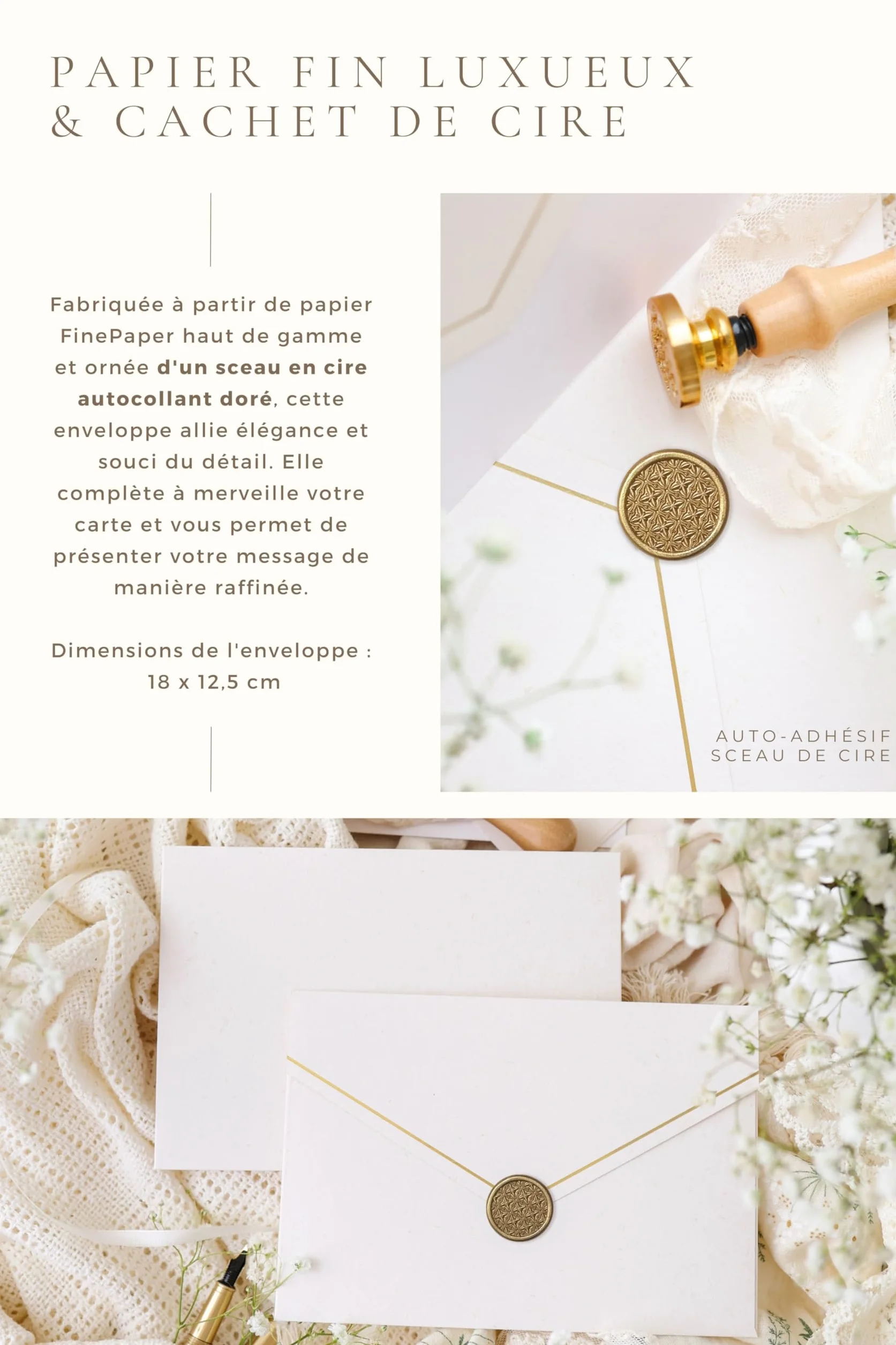 Joli Coon Papeterie Carte de mariage STARDUST – Carte de voeux mariage avec enveloppe en papier premium et cachet de cire - 17 x 11,5 cm