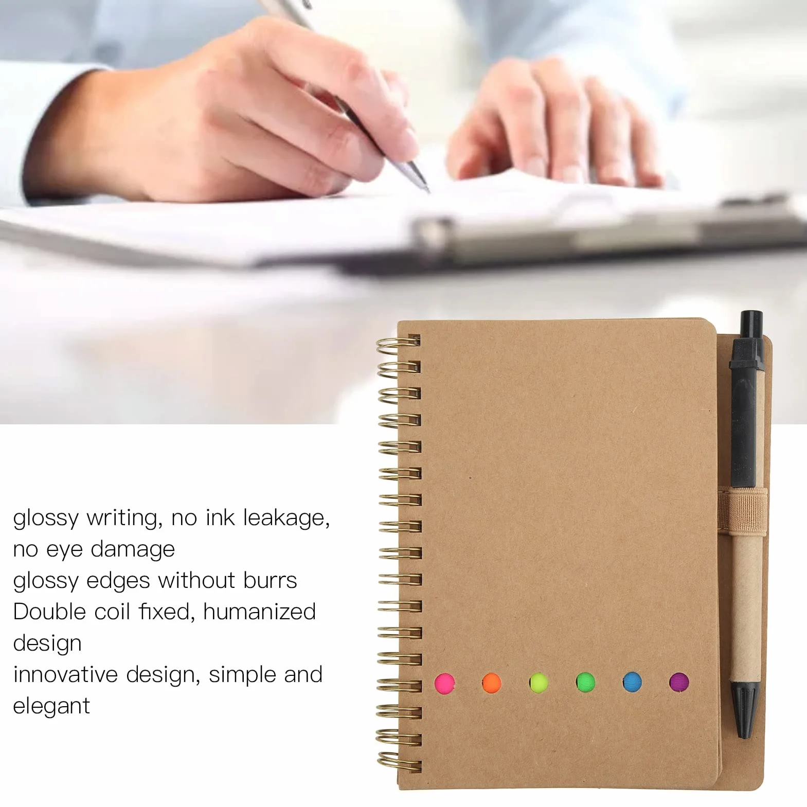 Cahier à spirale ligné couverture kraft 5x6 pouces bloc-notes steno business café
