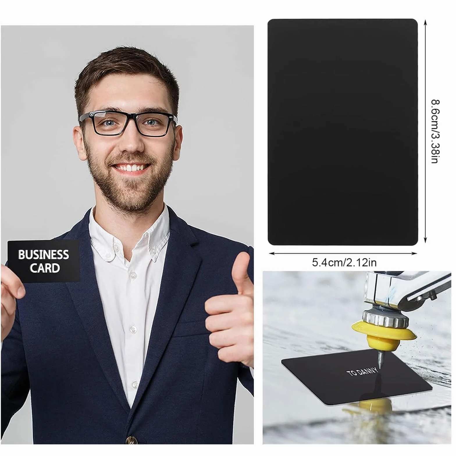 Carte de Visite en Métal 50 Pièces, Aluminium Personnalisée Vierges pour Affaires