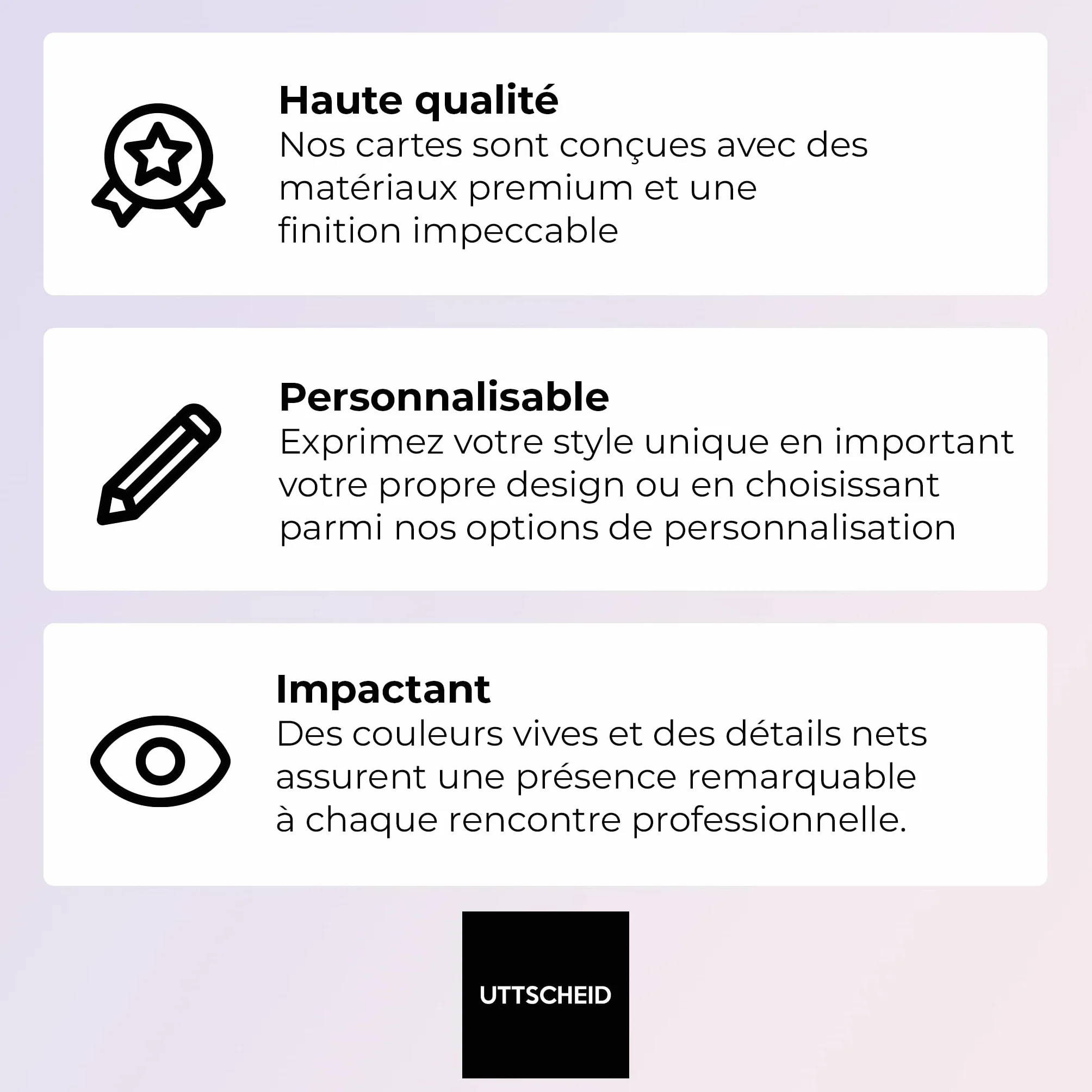 Cartes de visite personnalisées professionnelles Premium 50 à 5000 UTTSCHEID