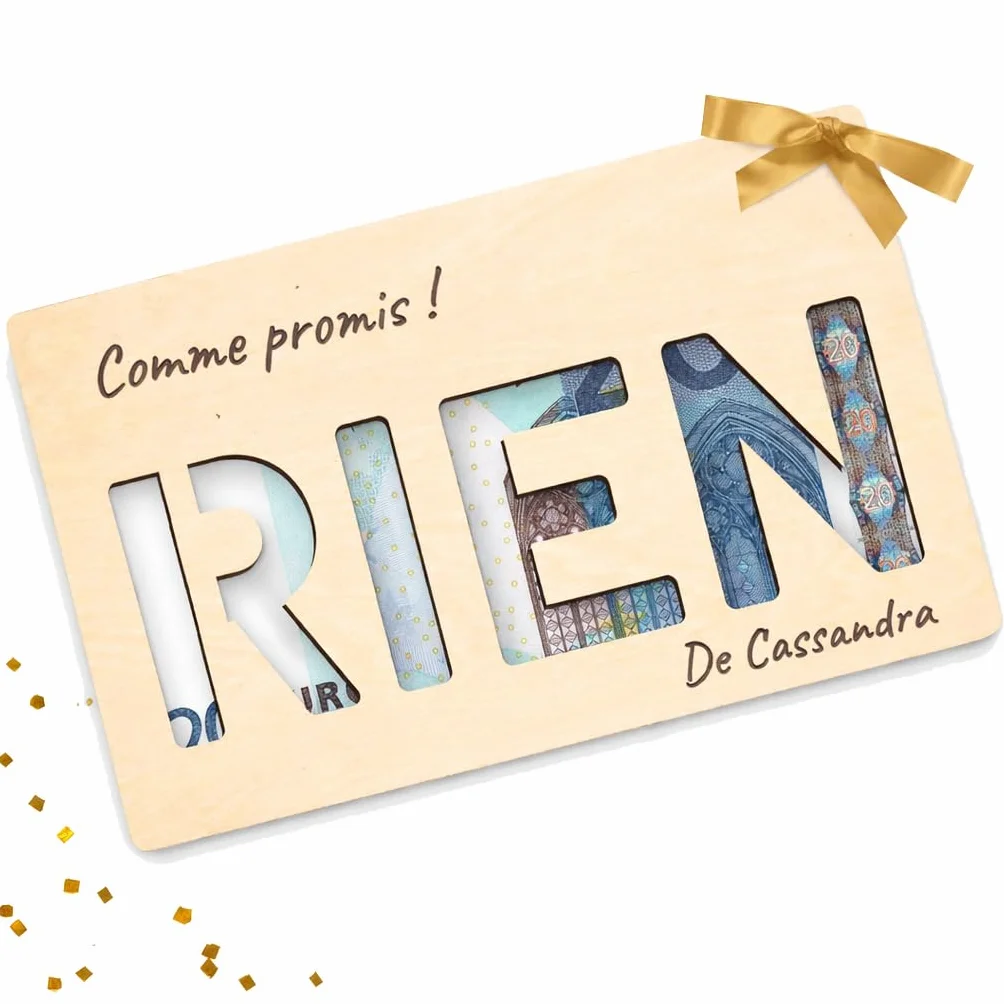 Carte en bois ajourée personnalisable avec message gravé, carte postale humoristique