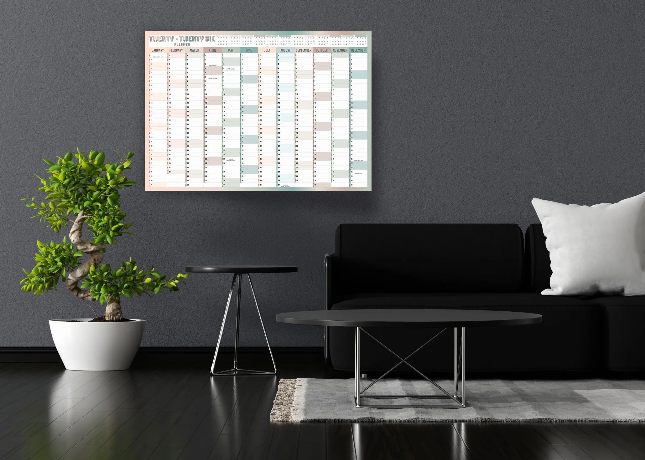 Planificateur Mural A1 2026 Calendrier Mural Grand 59,4x84,1cm Janvier à Décembre Planificateur Annuel