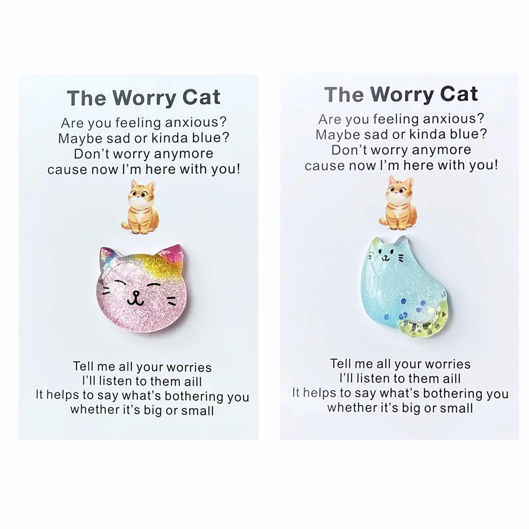 Lot de 2 câlins de poche en forme de chat rose et bleu, cadeaux d'encouragement