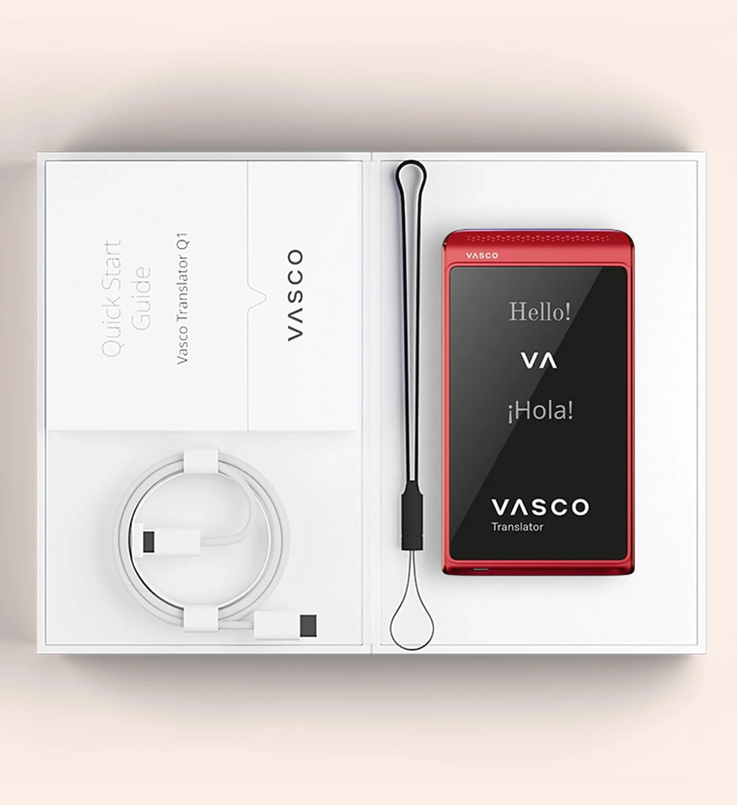 Vasco Translator Q1 Traducteur vocal instantané avec clonage de voix par IA 113 langues Internet gratuit à vie Phantom Black