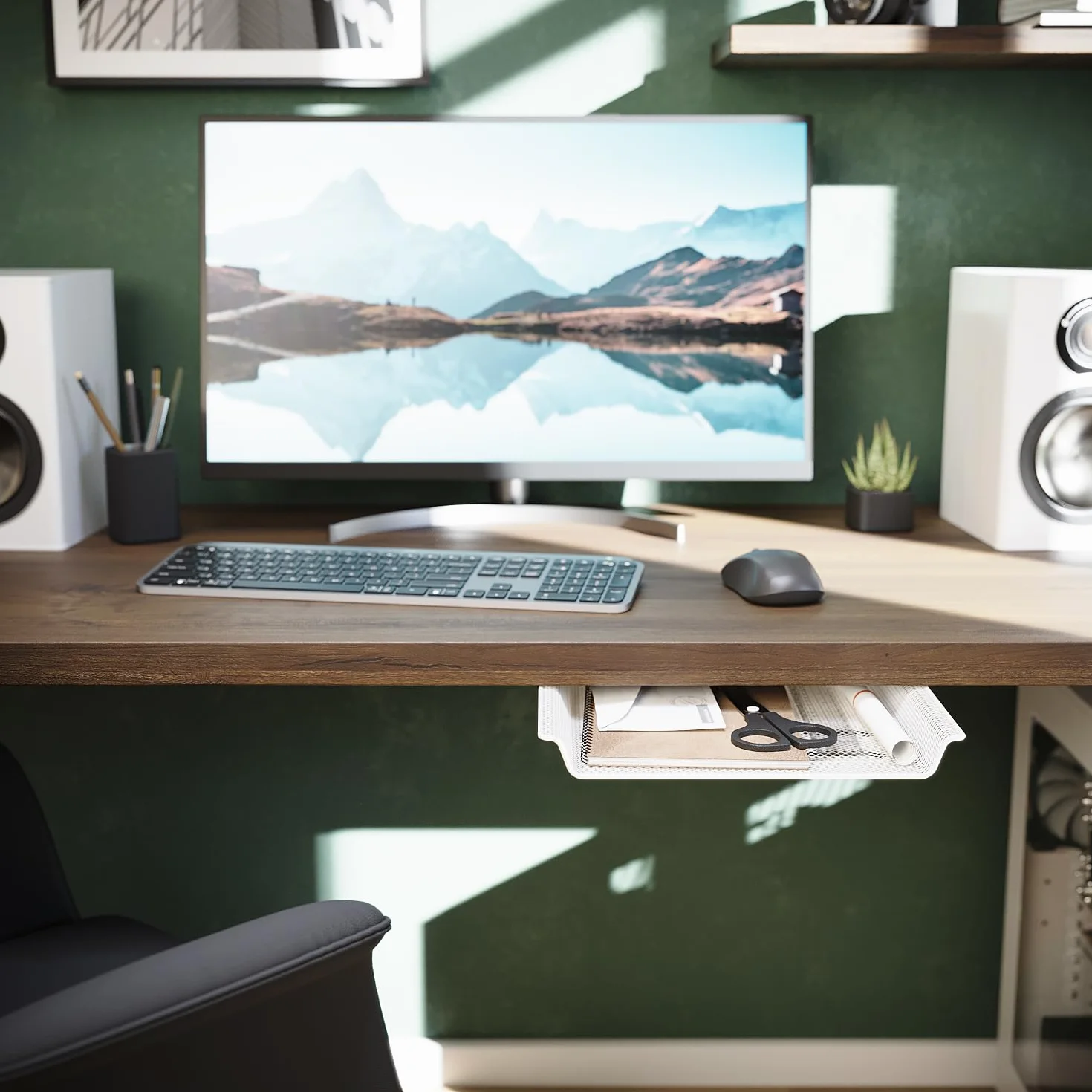 KD Essentials Tiroir de bureau métal blanc rangement documents A4 fournitures