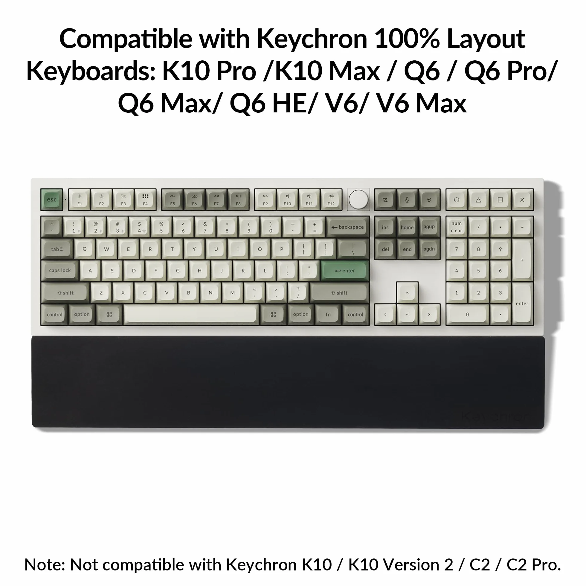 Keychron Repose-poignet en silicone pour K10 Pro K10 Max Q6 Q6 Pro V6 Noir