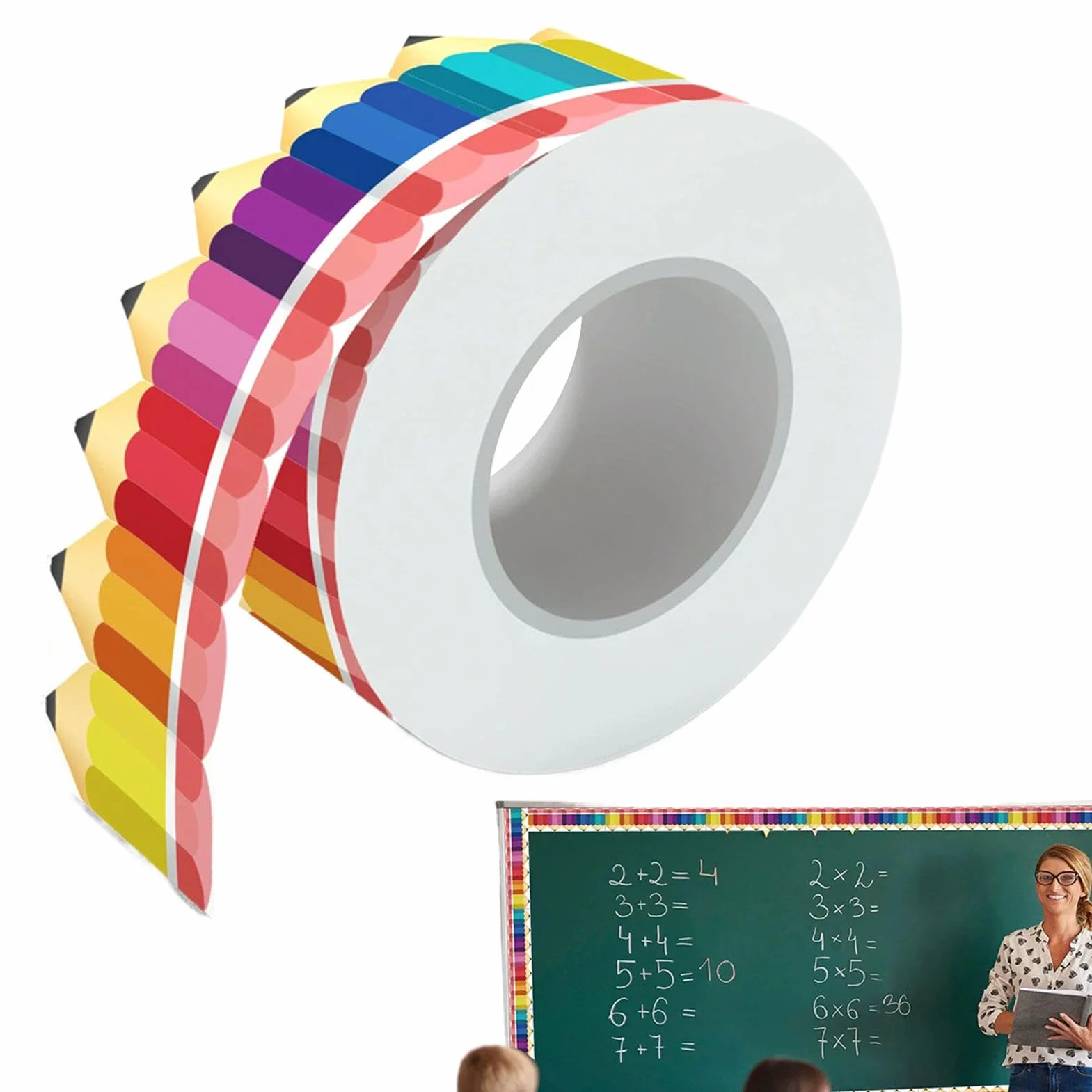 Frise de crayon pour tableau d'affichage 20 m motif crayon pour écoles