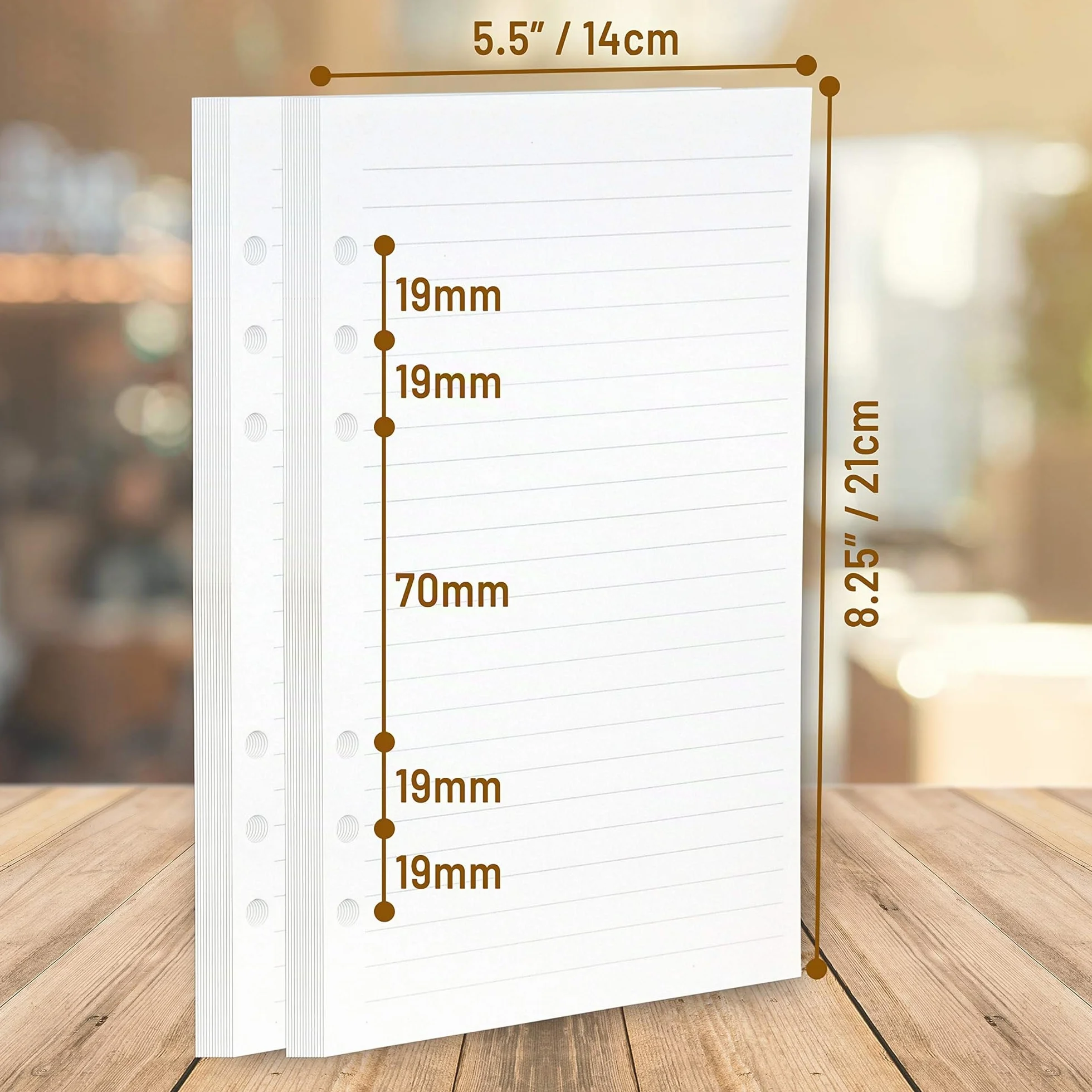 Wanderings Planificateur Classeur A5 6 Anneaux Recharges Lignées 120 GSM Crème 14,2 x 21 cm Compatibles Filofax
