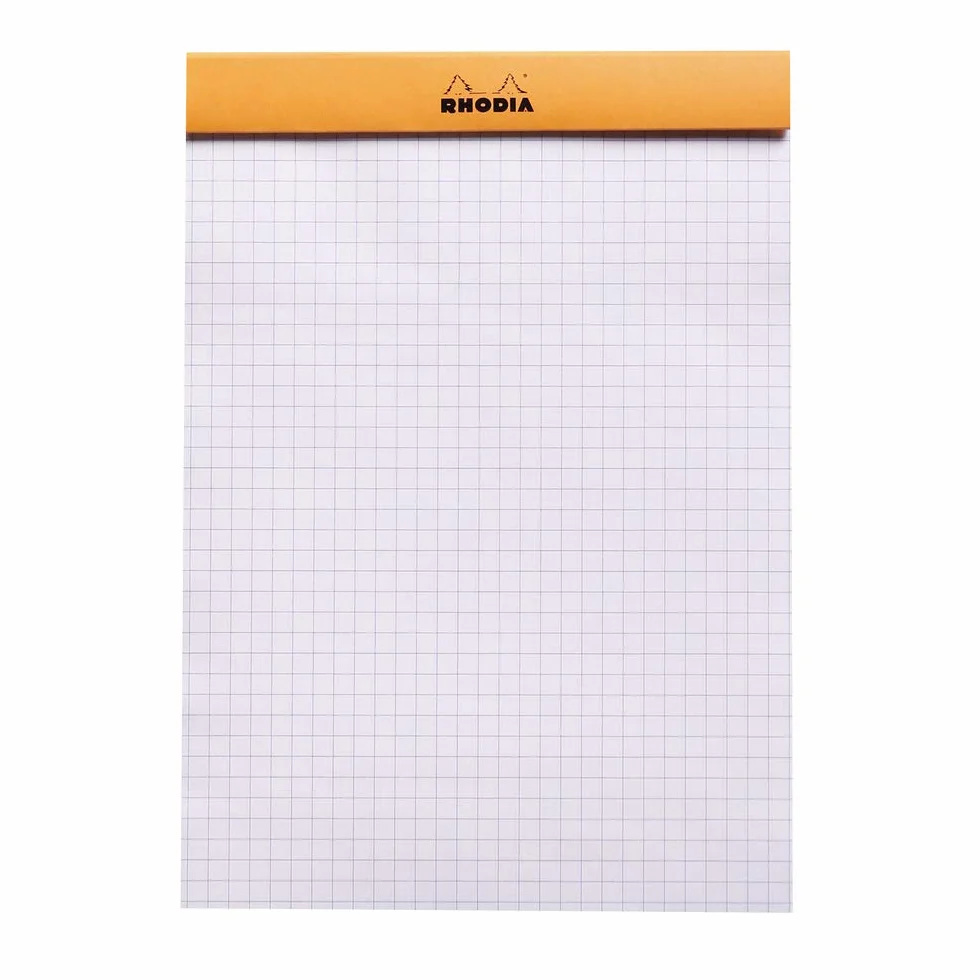 Rhodia Bloc-Notes Agrafé N°16 Orange A5 14,8 x 21 cm Petits Carreaux 80 Feuillets Papier Clairefontaine 80 g/m²