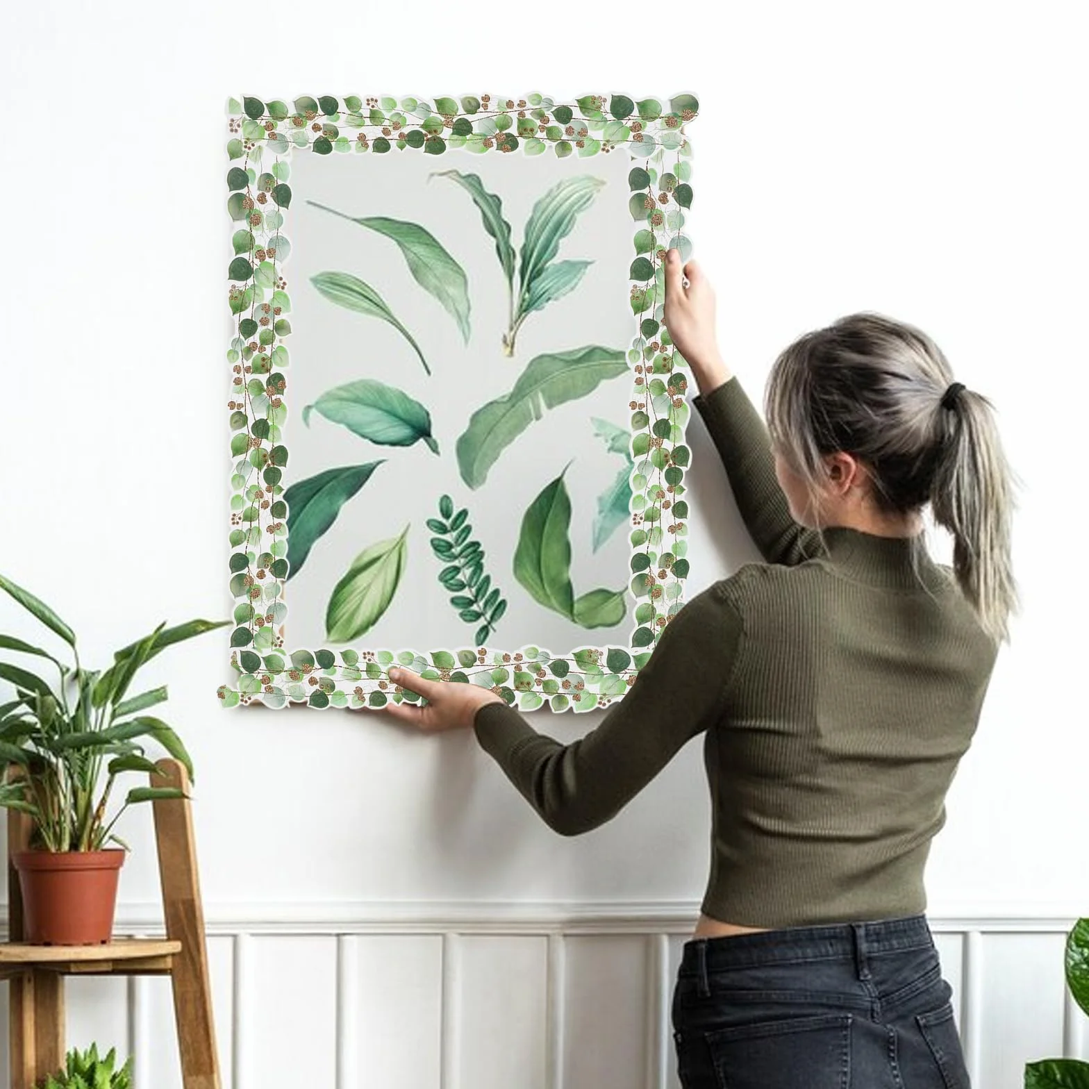 Bordures de Tableau d'Affichage d'Eucalyptus, Tableau d'affichage avec Bordure en Eucalyptus pour Classe (A)