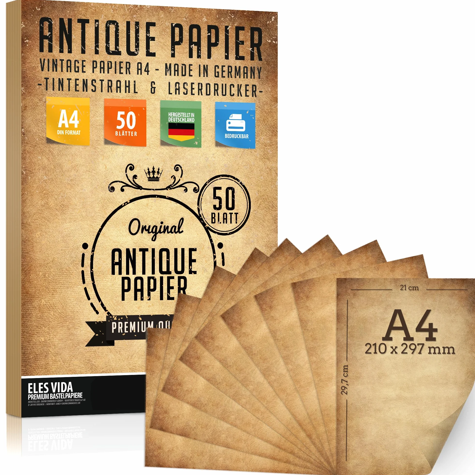 Papier Antique A4 100g/m² 50 Morceaux DIY Rouleau pour Cartes Invitations Historiques