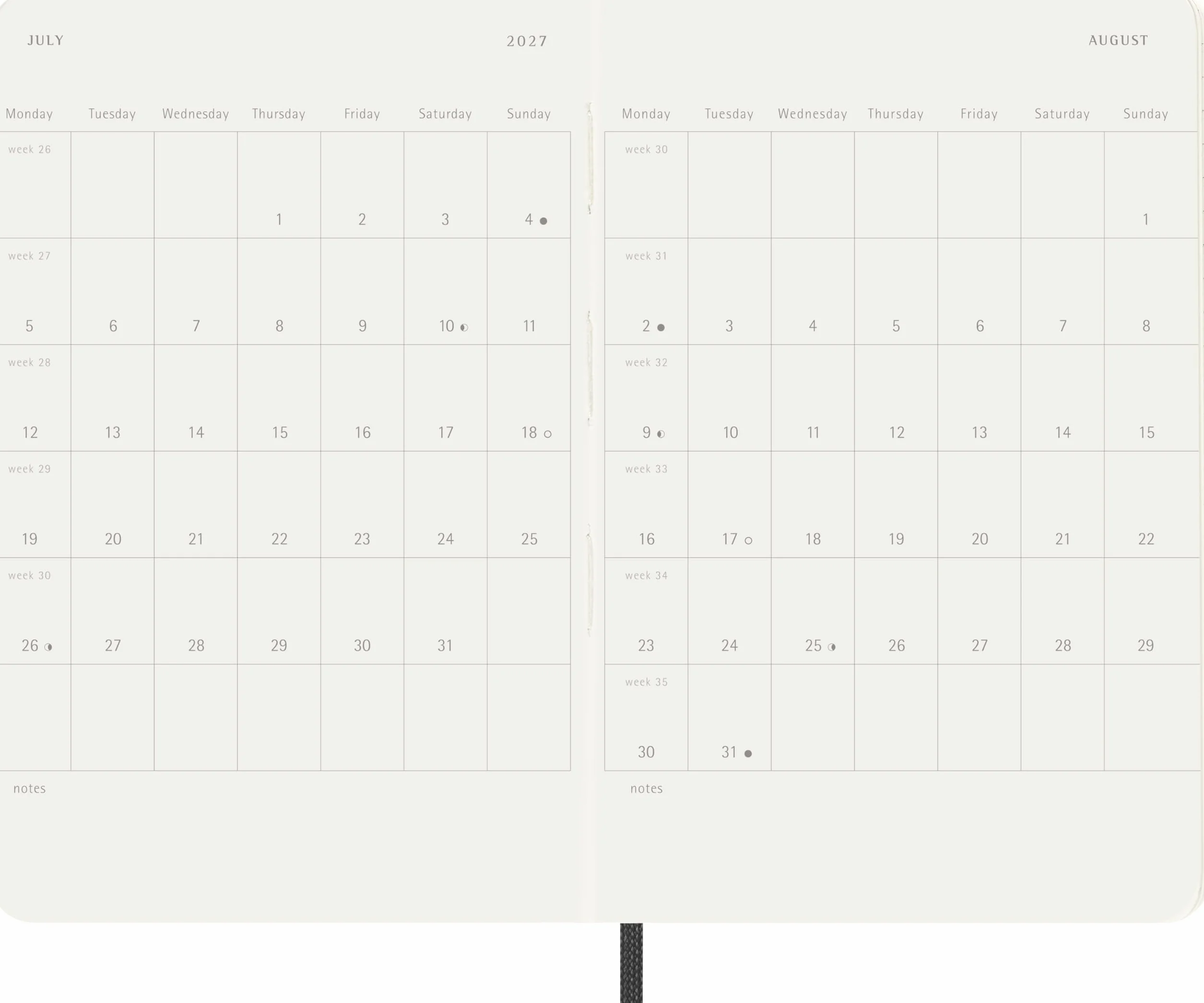 Moleskine Agenda Hebdomadaire 2026-2027 18 mois Pocket 9x14 cm Noir