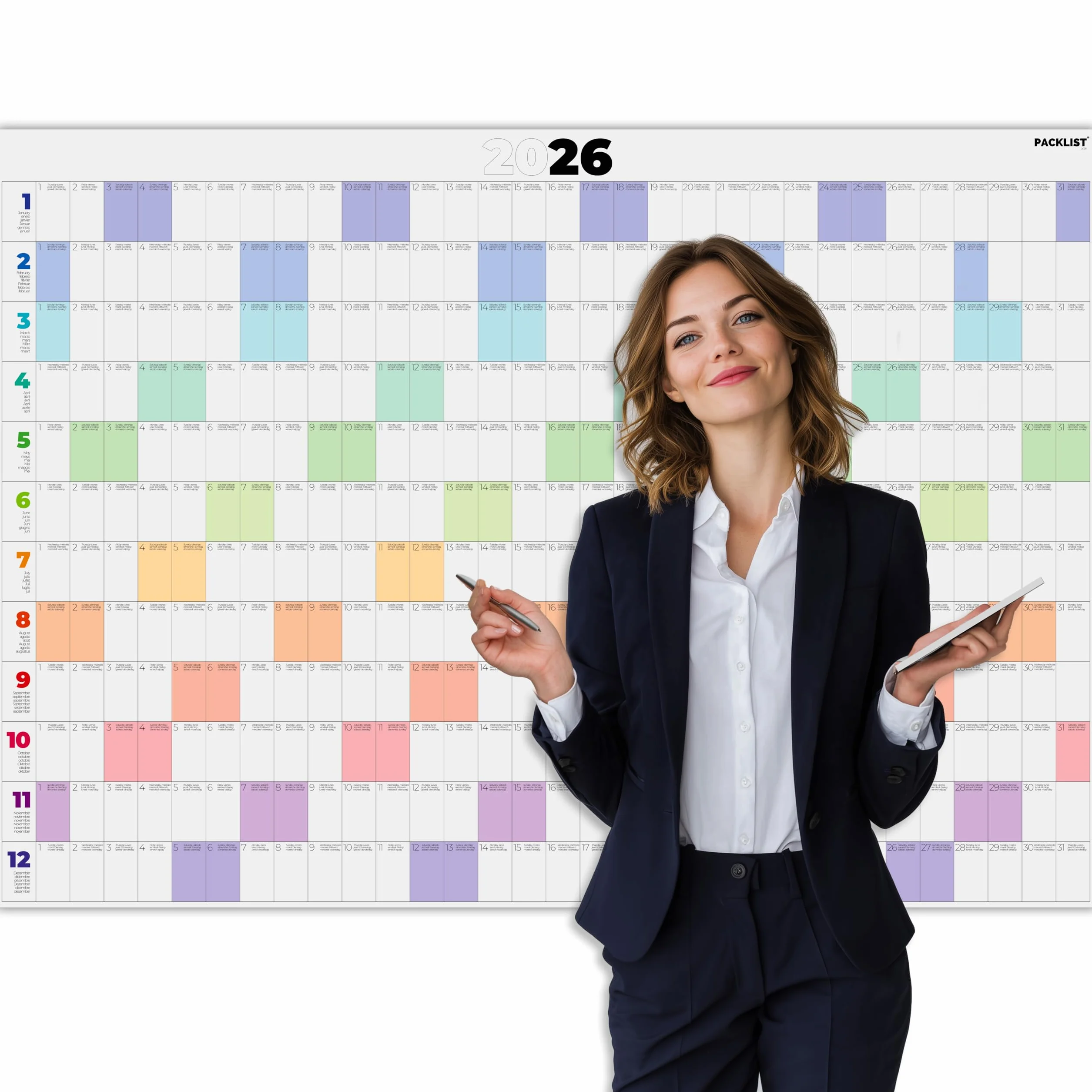 Calendrier Annuel 2026 Mural Grand Format Planificateur DIN A1 (84 x 60 cm)