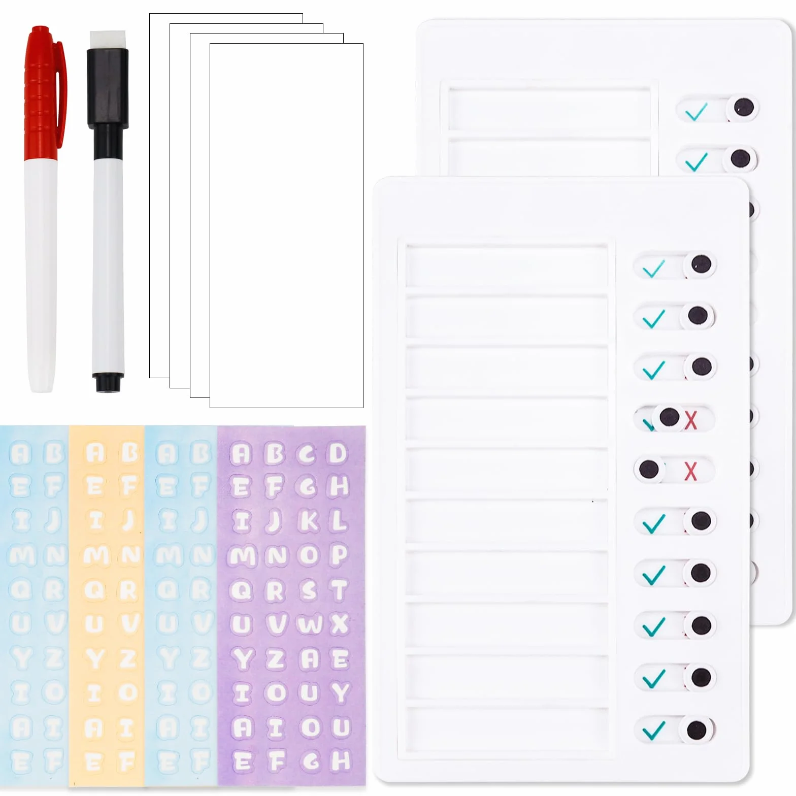 Tableau Memo Checklist 2 Pièces To Do List Plastic Board avec Papiers Effaçables à Sec pour Enfants Adultes