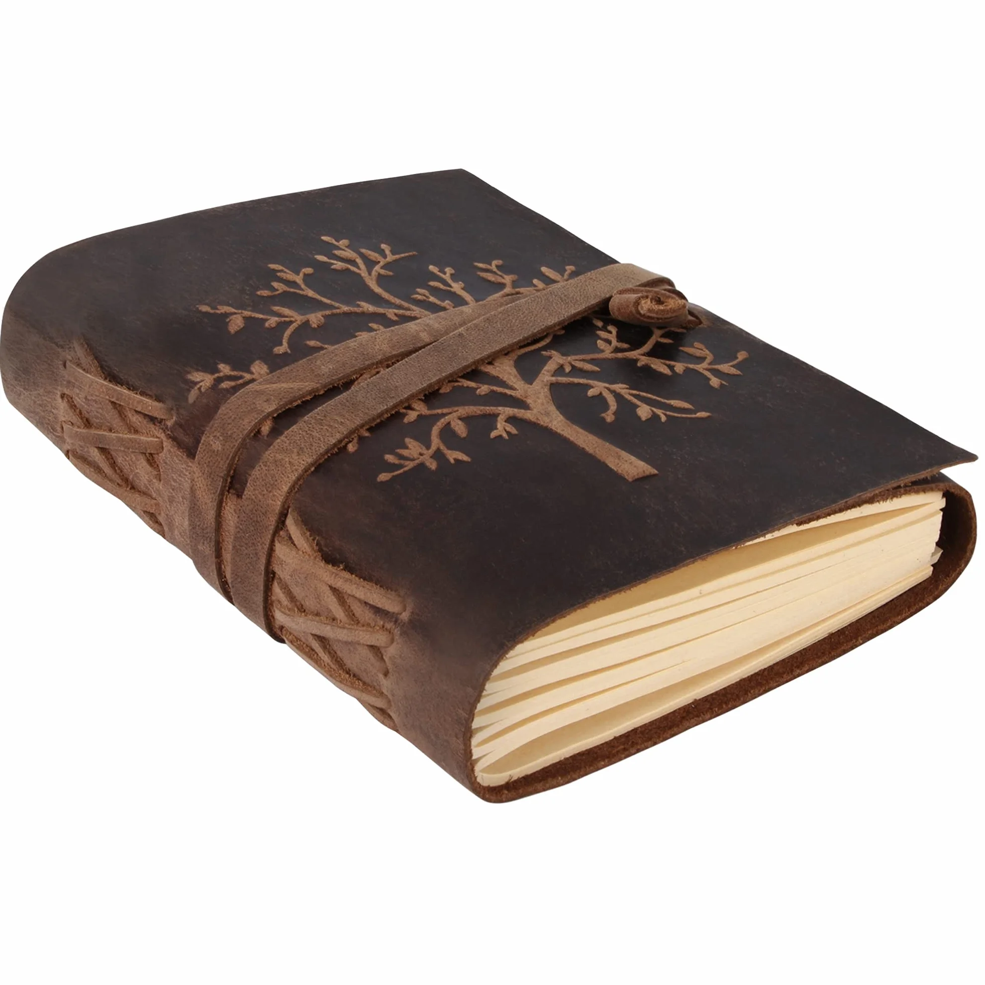 Moonster Carnet de Notes Ligné en Cuir 20 x 15 cm 400 Pages Arbre de Vie en Relief Journal Intime