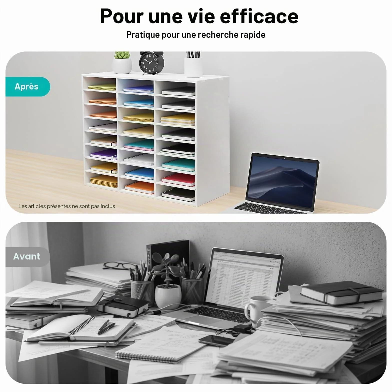 Bac à courrier A4 24/36 compartiments Organisateur de bureau Range document