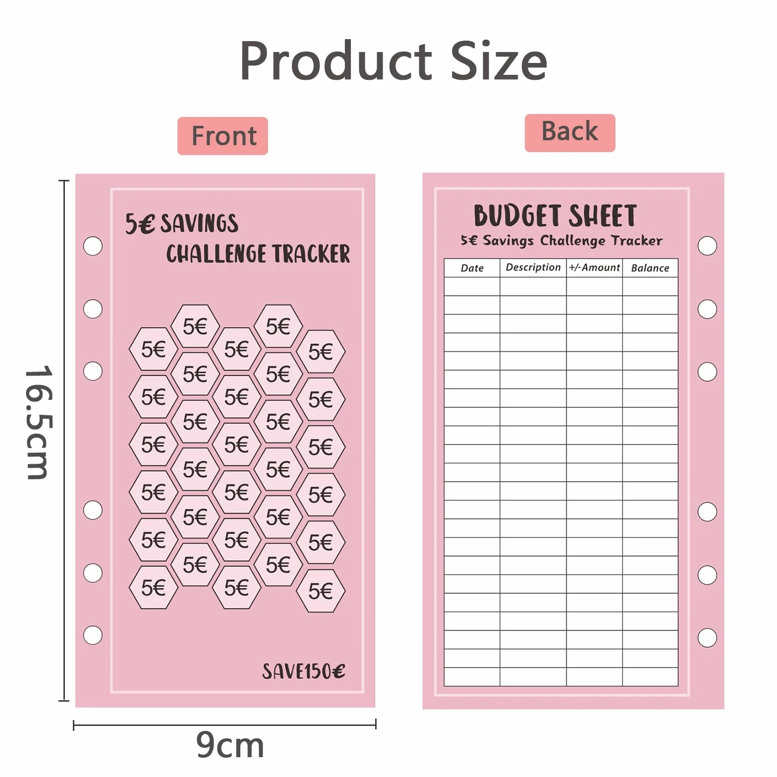 Lot de 48 Feuilles de Budget A6, Classeur Budget Set de Défi, Suivi de Budget 6 Trous Tracker