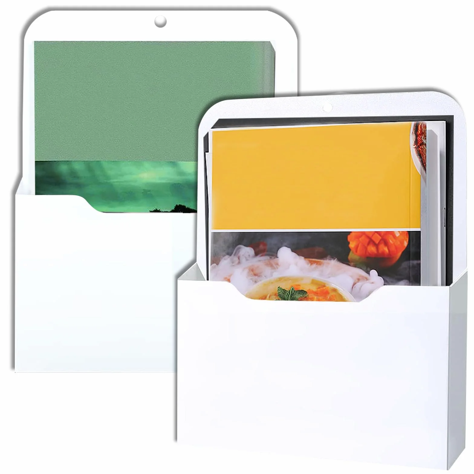 Porte-documents magnétique A4 - Lot de 2 - Rangement bureau - Aimant puissant - Blanc