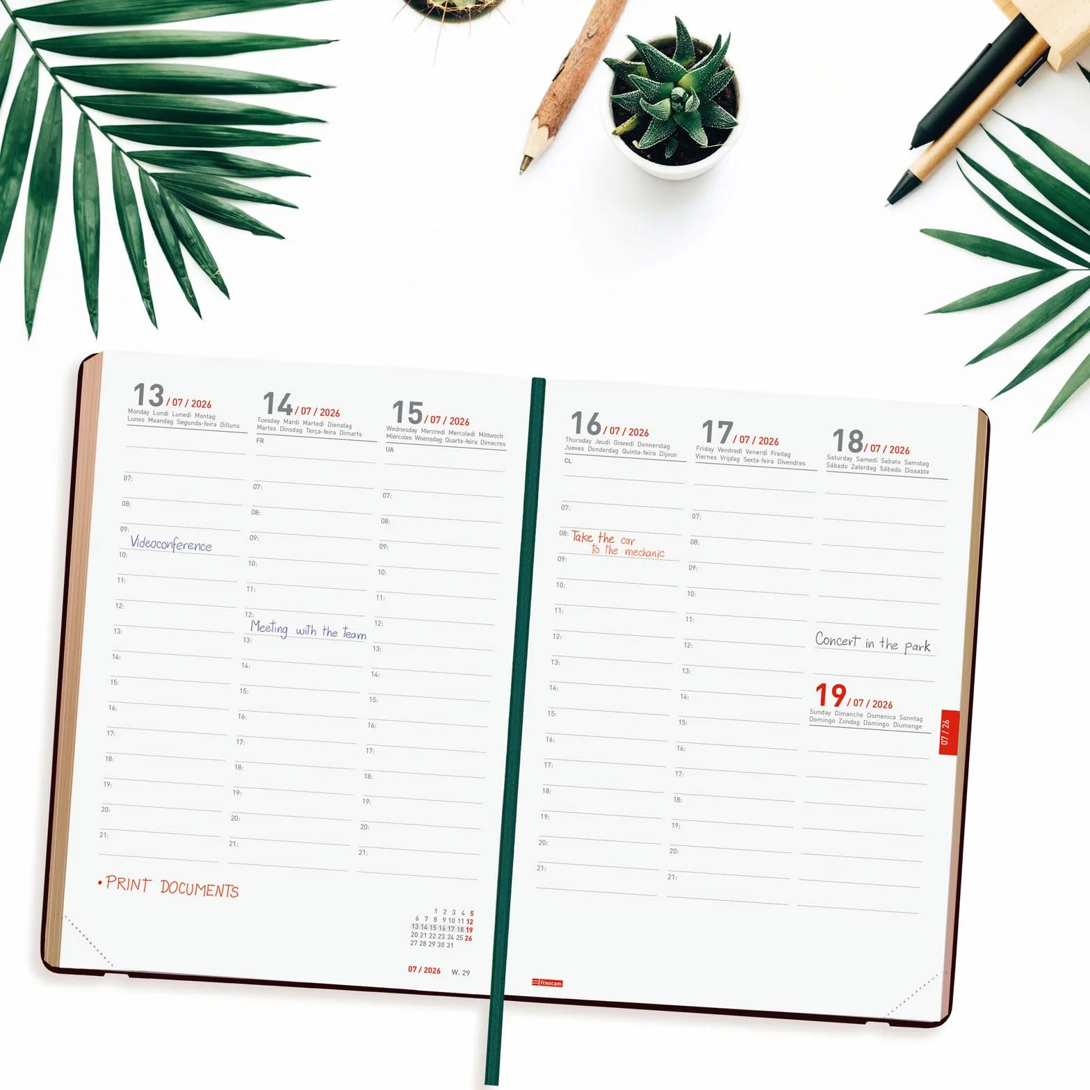 Finocam Mara Agenda 18 mois 2026 2027 Vue hebdomadaire verticale Daisy International Semainier