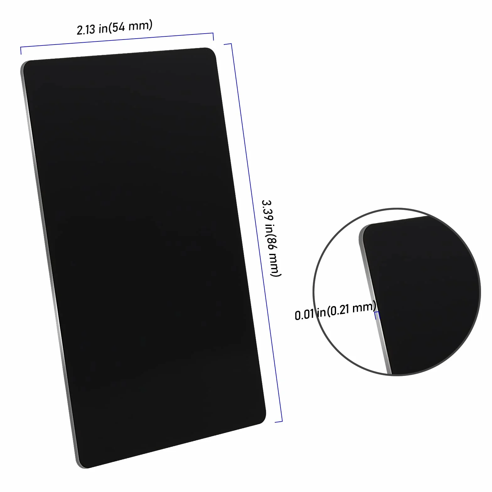 Lot de 100 Cartes de Visite en Métal Noir Aluminium Gravure Laser Professionnelles 86 x 54 x 0,21 mm