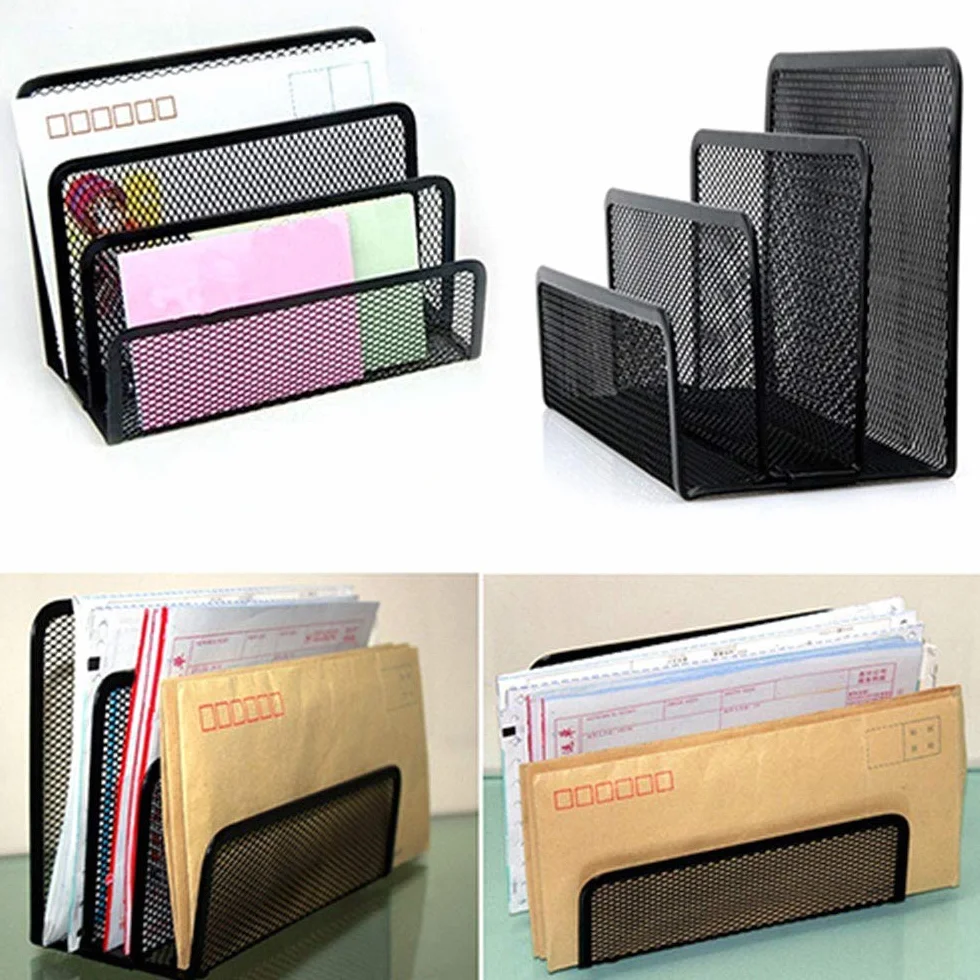 Porte-courrier en maille métallique verticale 3 compartiments