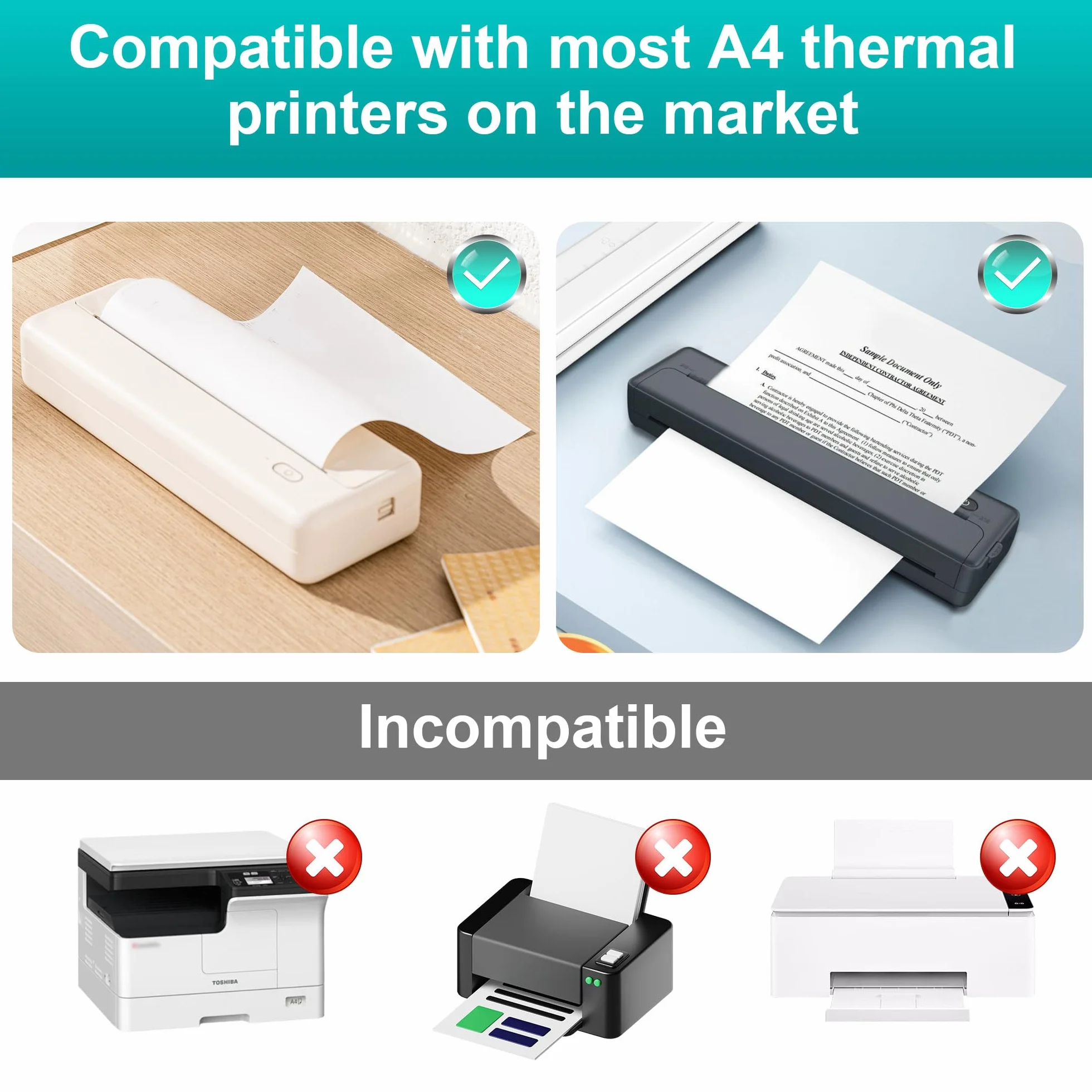 Papier Thermique A4 Pliable 100 Feuilles Sans BPA Séchage Rapide pour Imprimante Thermique