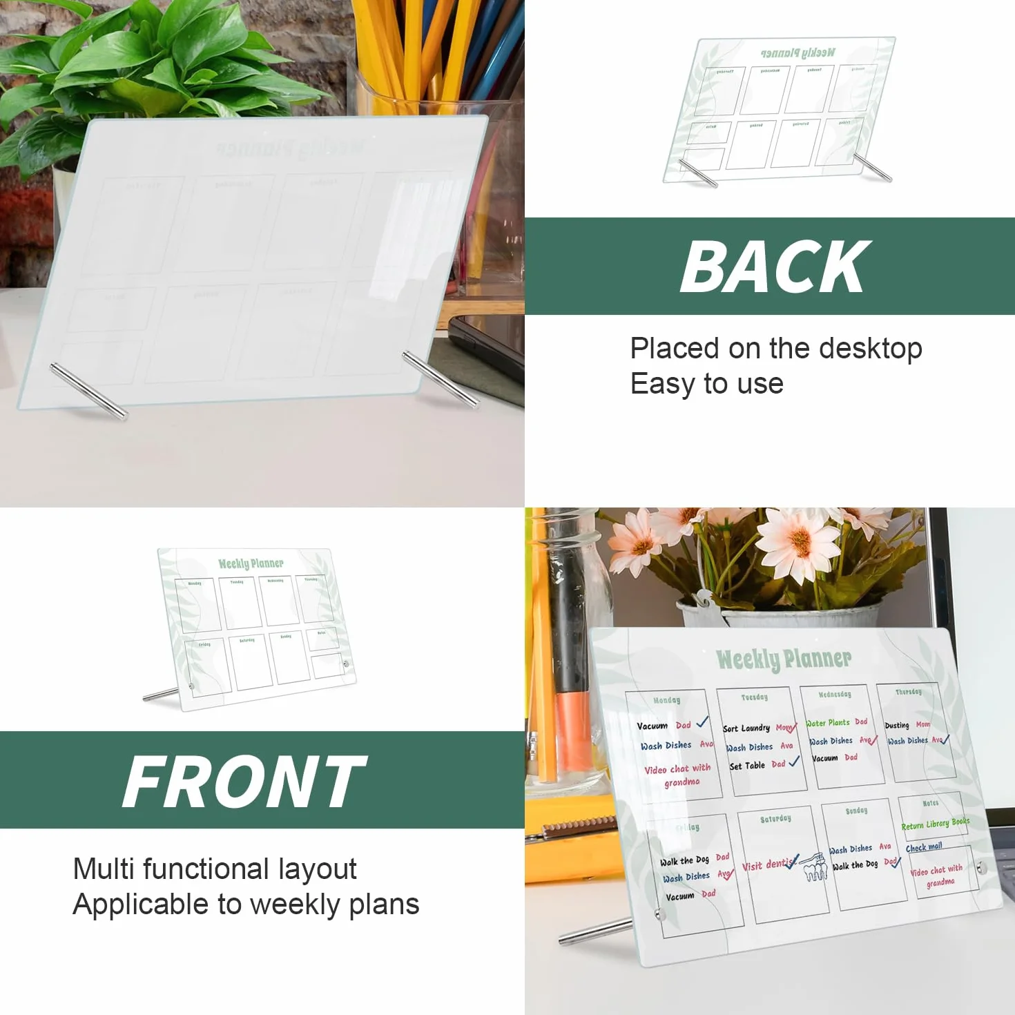 Semainier Planificateur Hebdomadaire Réutilisable Tableau Blanc Effaçable 20x30 cm
