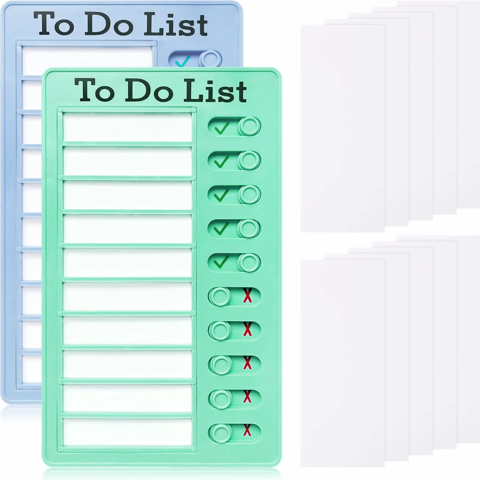 Tableau Memo Checklist 2 Pièces avec 10 Feuilles de Papier Vierge, Portable Tableau Mémo Checklist pour Tâches Ménagères