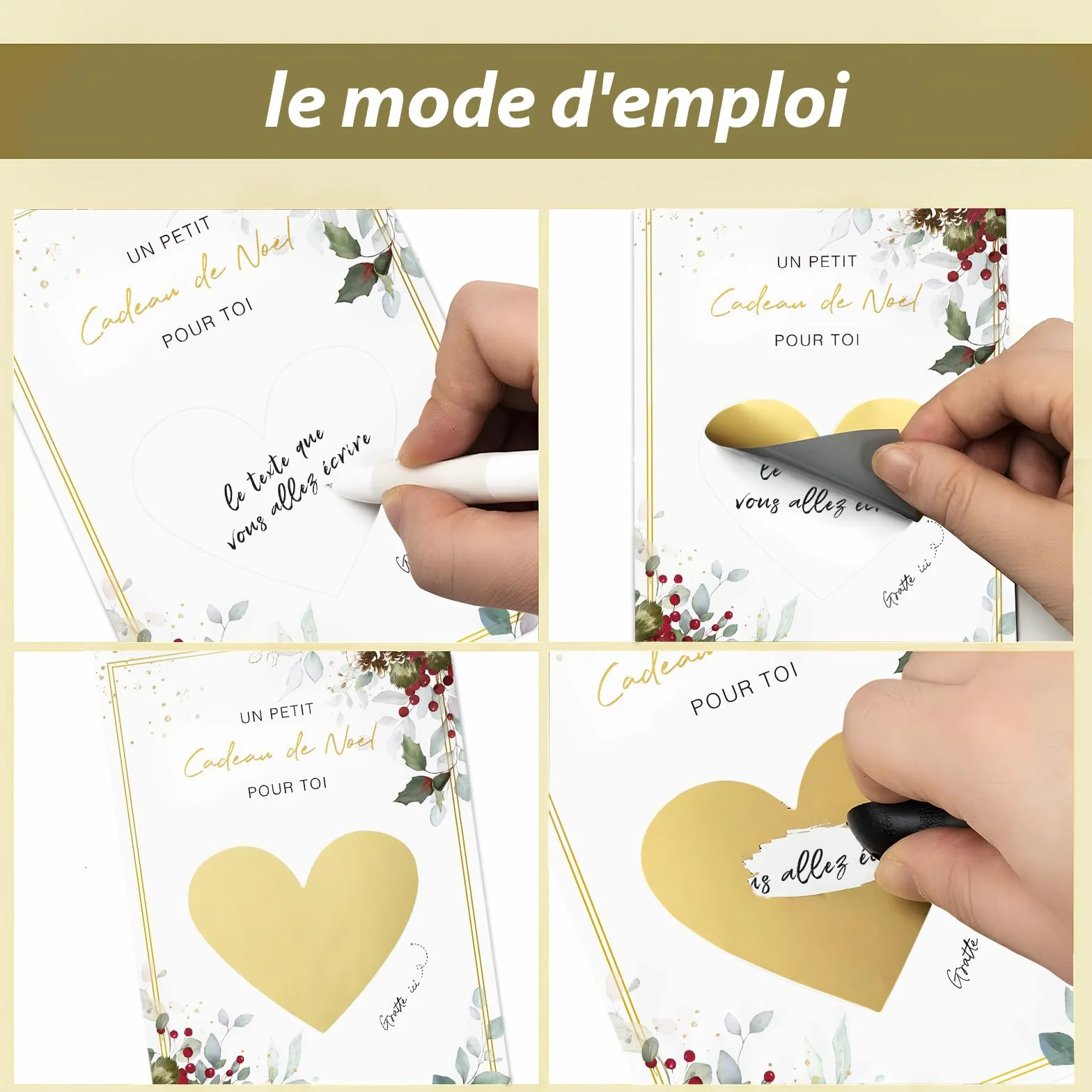 GEBETTER 6Pcs Carte Gratter Noël Autocollant avec Enveloppe Carte de Vœux Cadeau DIY