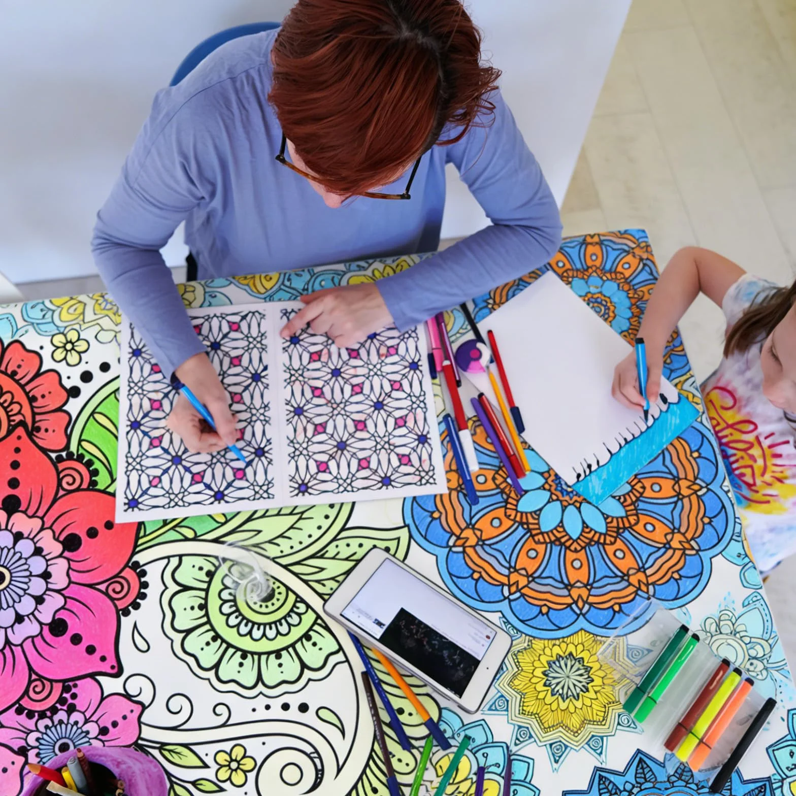 Penitue 2pcs Grandes Affiches de Coloriage Mandala 100x60cm pour Enfants Adultes Adolescents