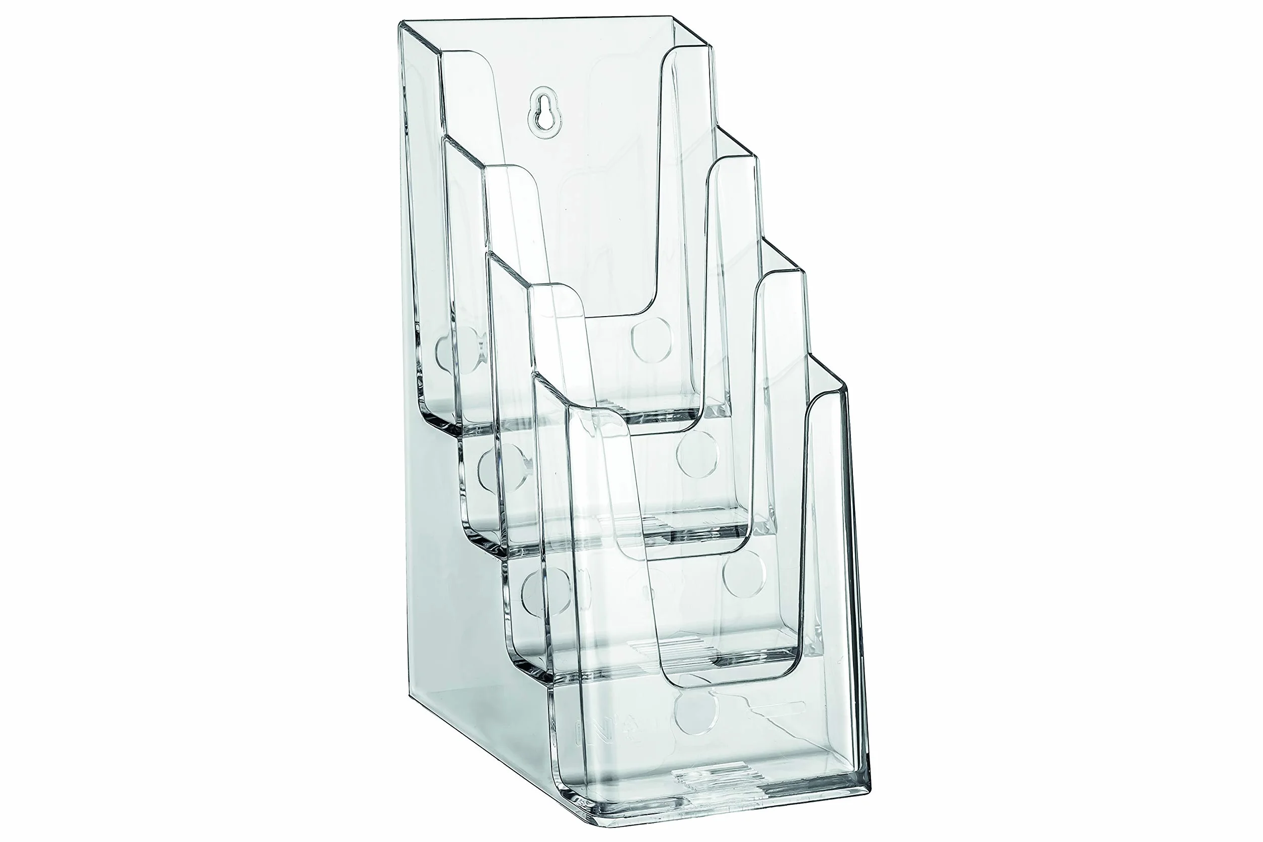 EUROPEL Porte-brochures multicases acrylique transparent 4 compartiments 1/3 A4 présentoir mural
