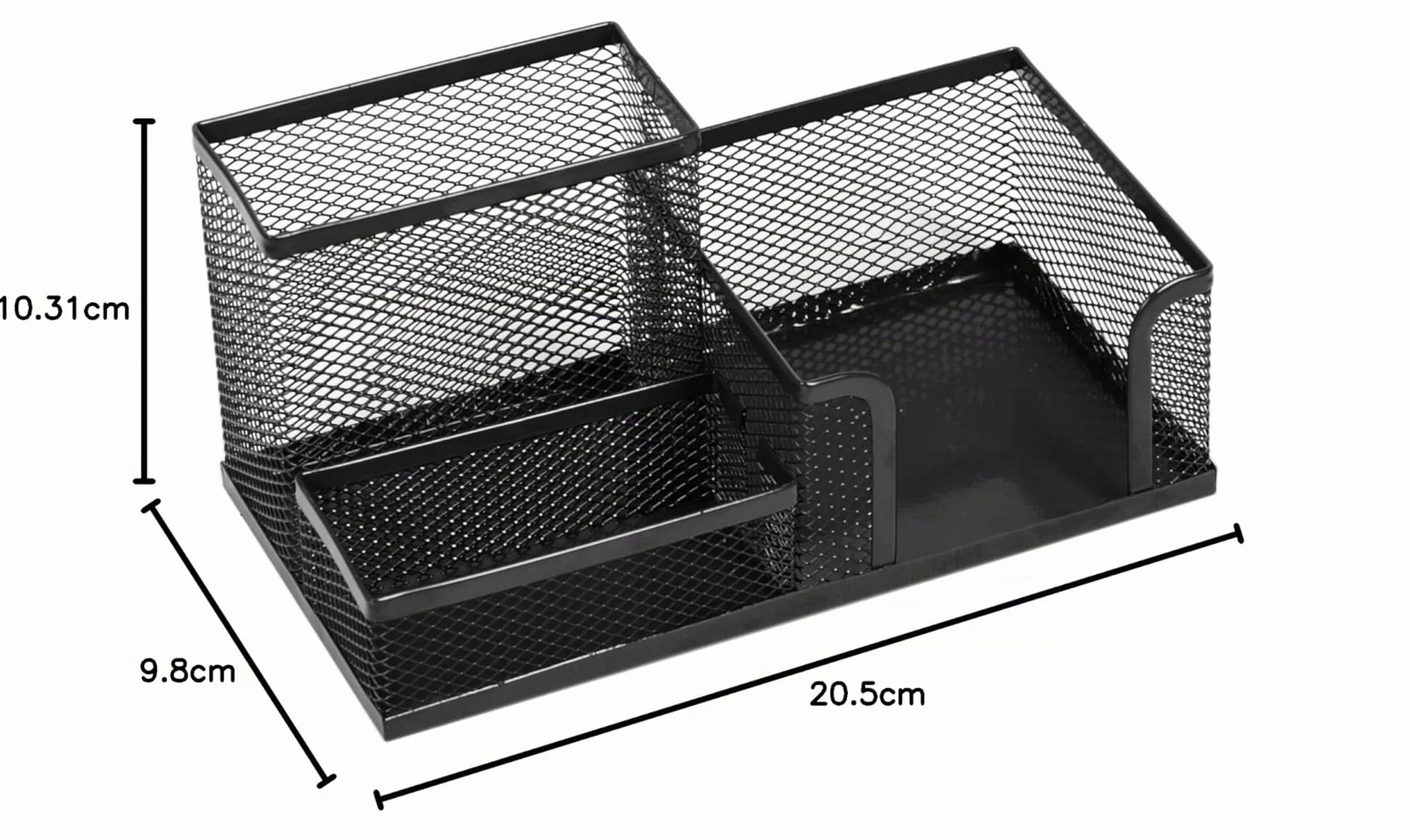 Organiseur de Bureau Métal Pot à Crayons Porte-Notes Maille 205 x 103 x 98 mm Noir