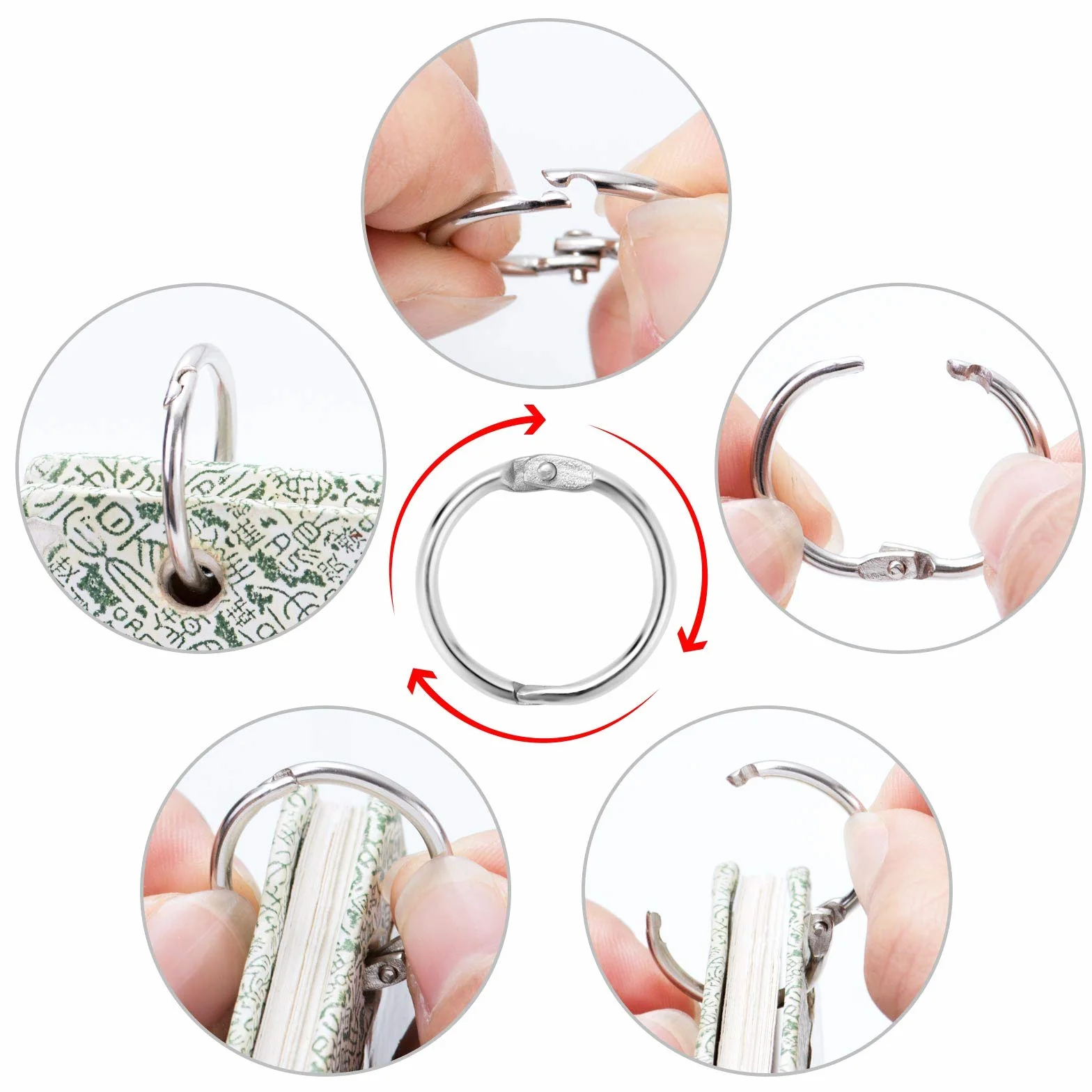 Anneaux de Reliure Métalliques 25mm 100 Pcs pour Livre Classeur Porte-clés