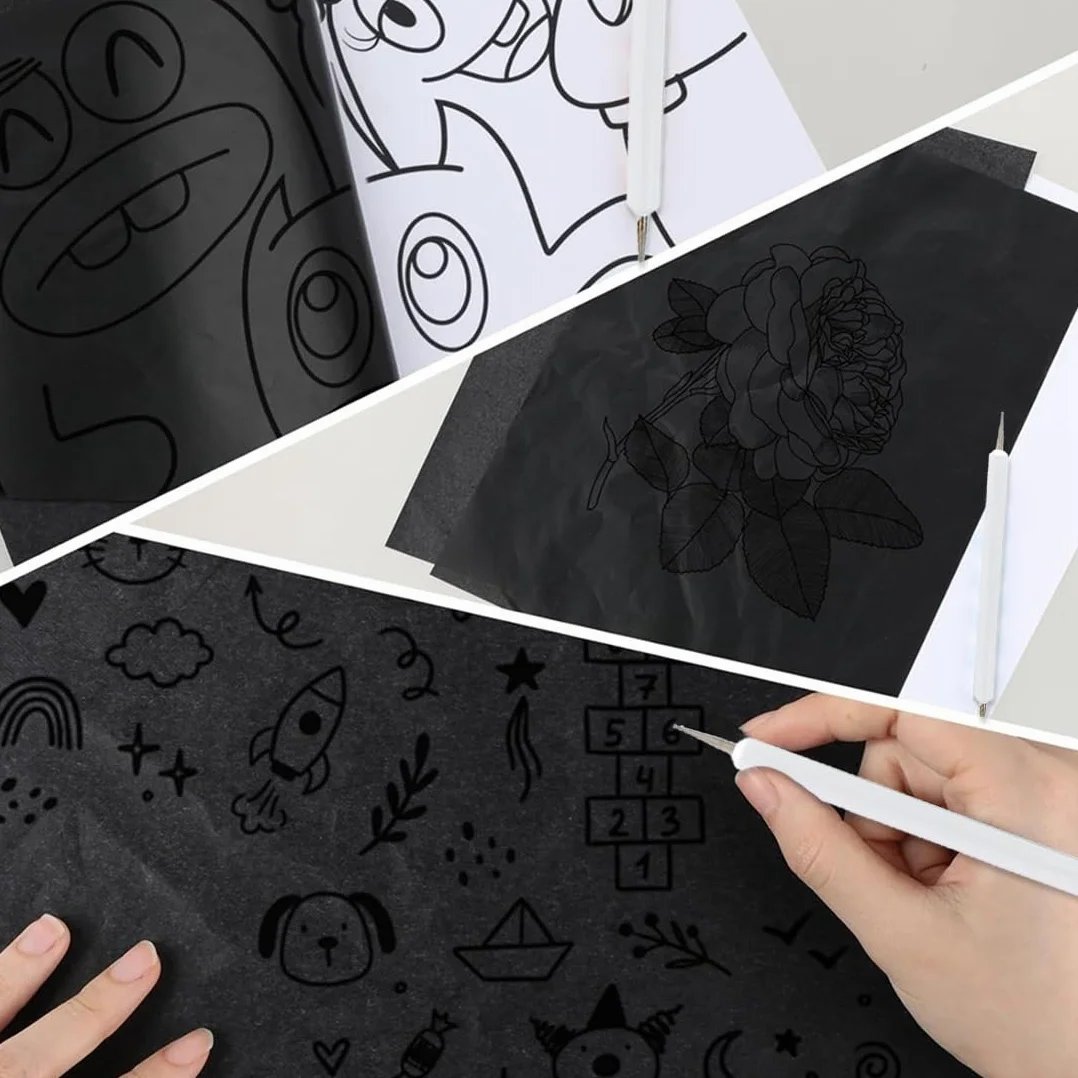 YAYNO Lot de 50 feuilles Papier Transfert Carbone A4 pour Bois Toile Surfaces Artistiques