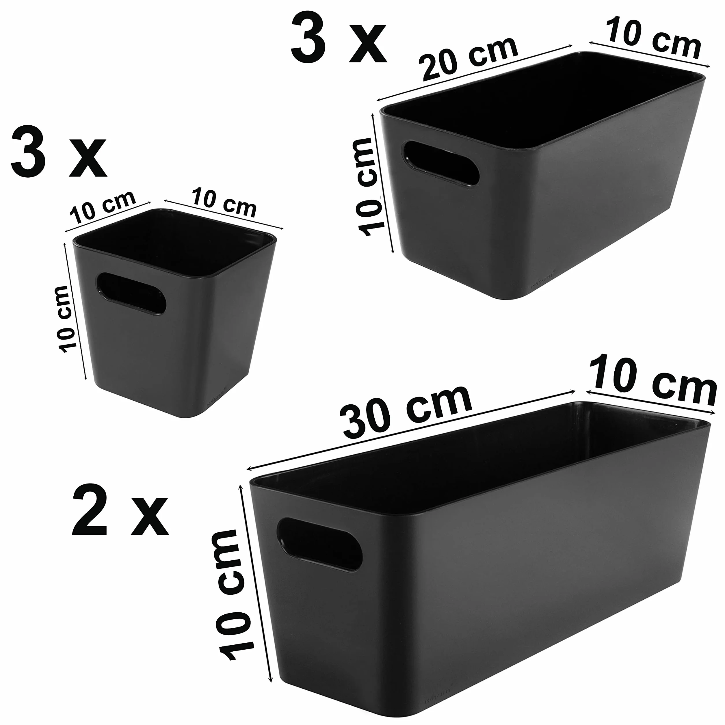 Lot de 8 organiseurs de tiroir 10 cm noir plateau tiroir 30 x 50 cm boîte de rangement