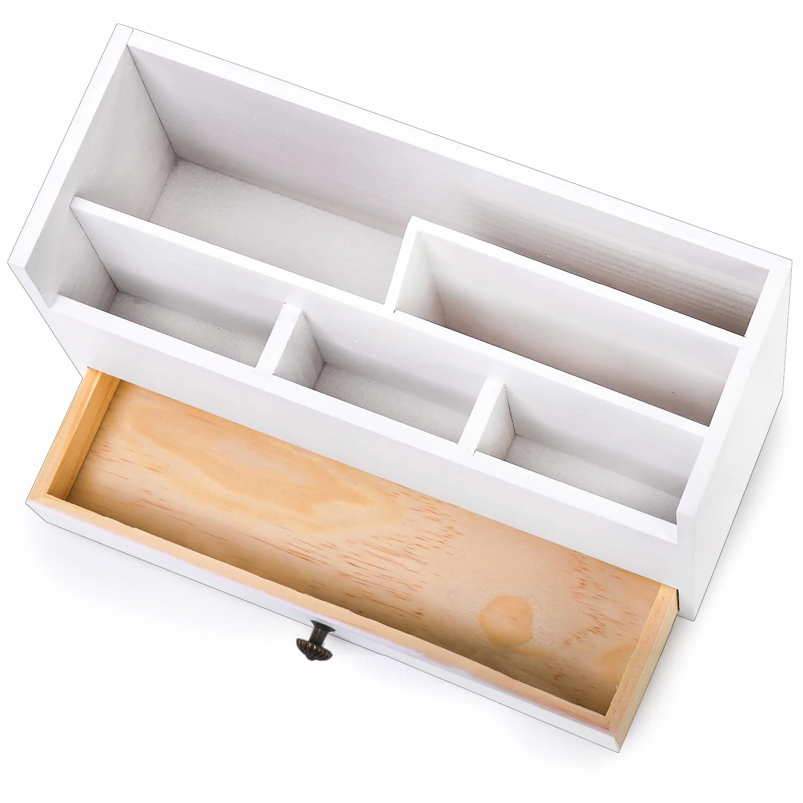 Organiseur de courrier en bois blanc avec tiroir pour bureau