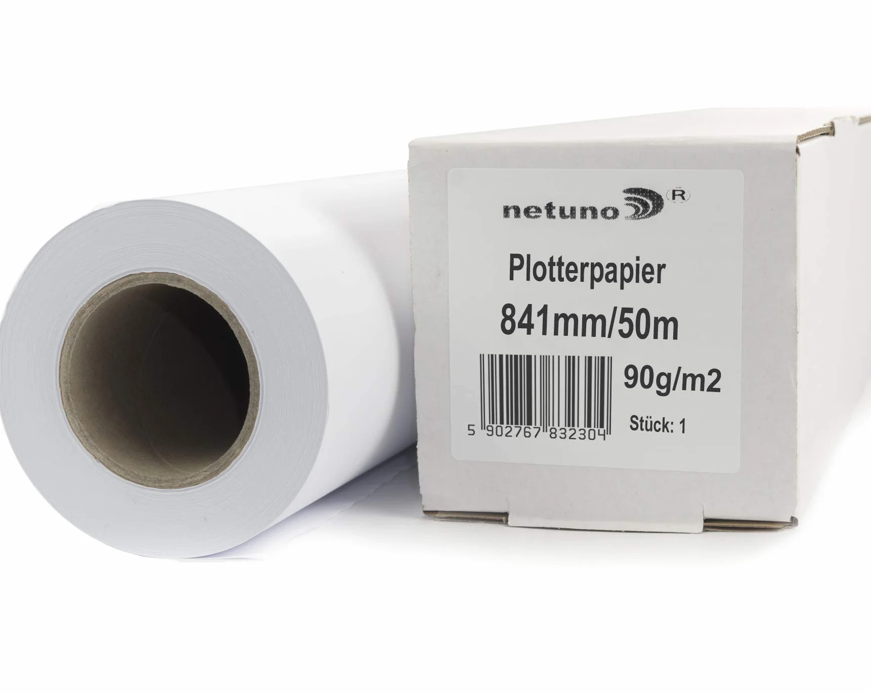 Papier traceur 841mm x 50m 90g/m² mandrin 50mm rouleau blanc Netuno