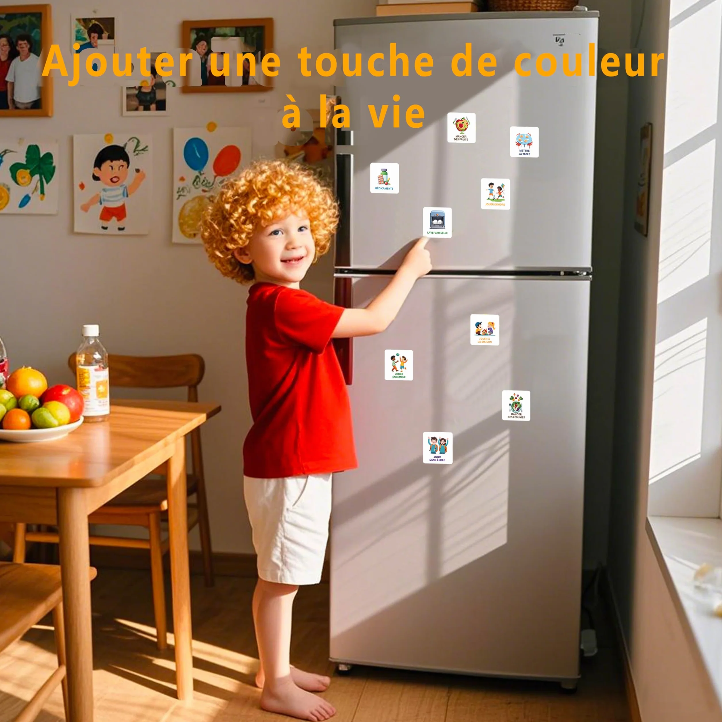 Agenda hebdomadaire magnétique 50 pièces pour enfants autisme - Calendrier éducatif avec pictogrammes