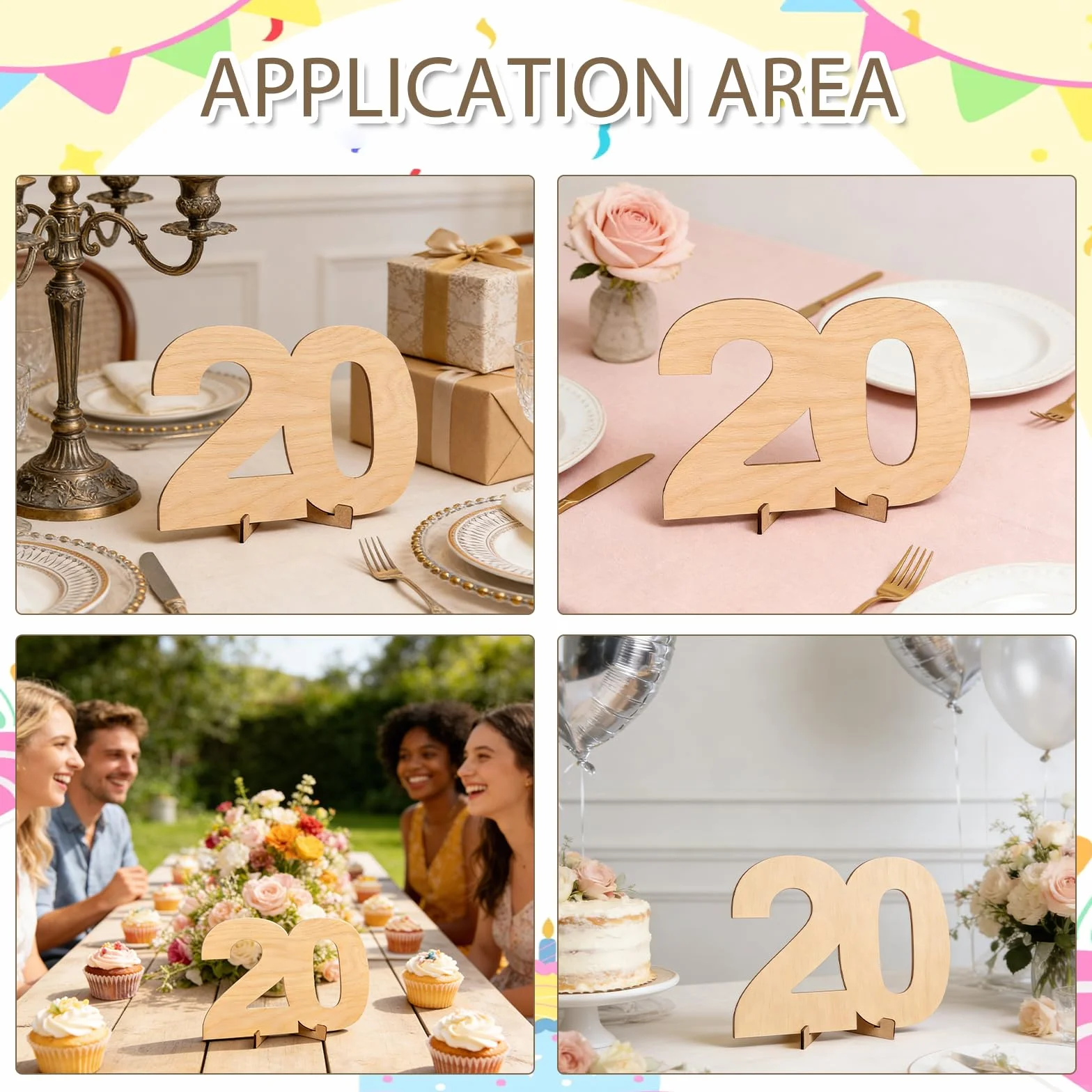 Carte Anniversaire 20 Ans En Bois Avec Support, Livre D'Or Alternatif Signature Cadeau Original