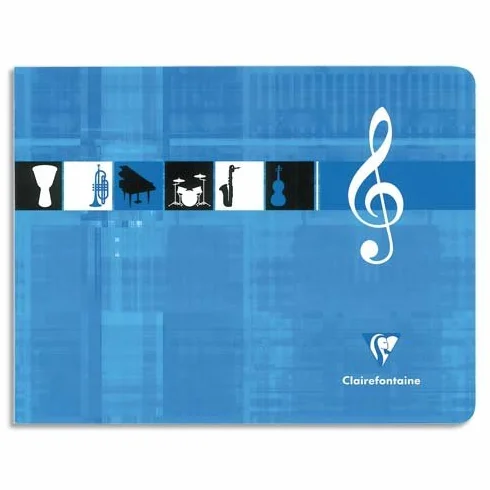 Clairefontaine Cahier de musique 22 x 17 cm 48 pages reliure piqûre à l'italienne