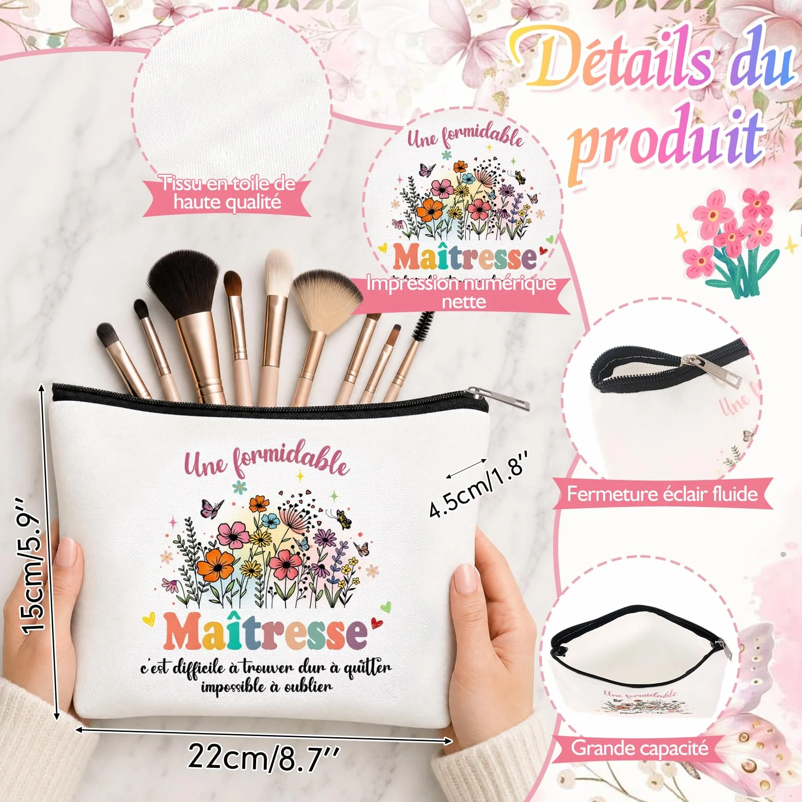 HOWAF Trousse Maîtresse d'École Cadeau Set avec Porte Clef Stylo Bille Marque Page